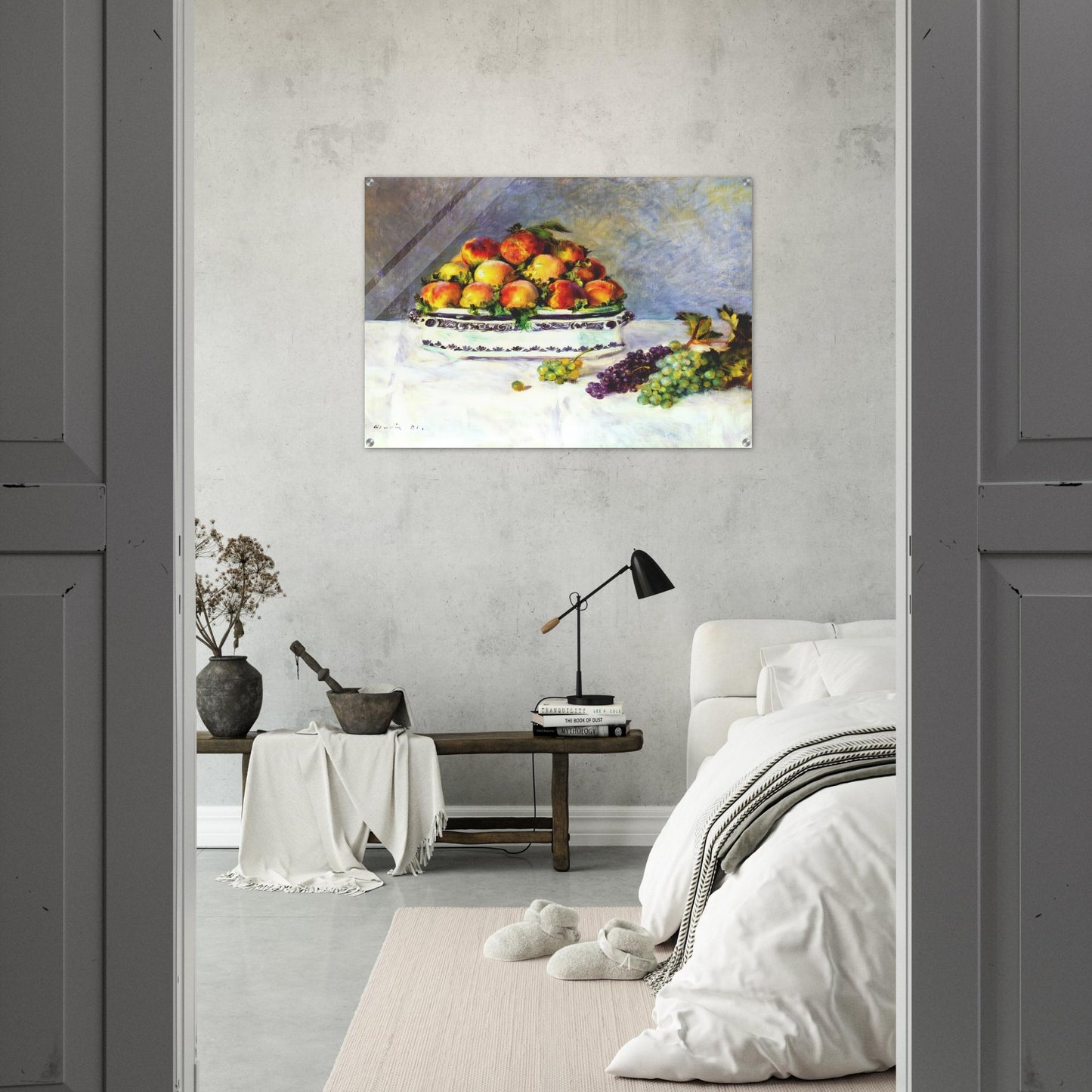 Still life with peaches and grapes - Pierre-Auguste Renoir Acrylic Print - 70x100 cm / 28x40″ inches | Pierre-Auguste Renoir Wall Art | Pierre-Auguste Renoir Prints