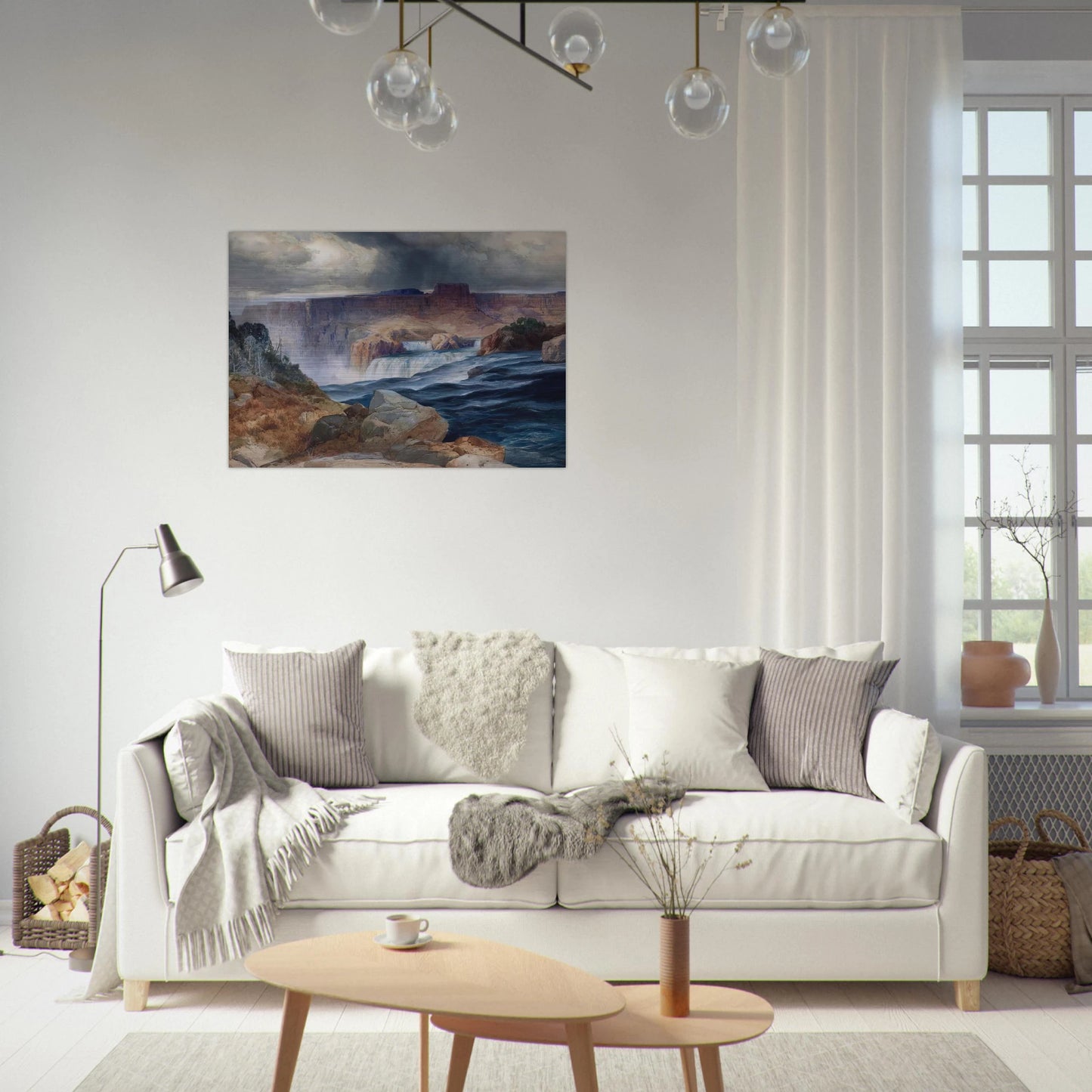 Shoshone Falls, Snake River, Idaho - Thomas Moran Brushed Aluminum Print - 70x100 cm / 28x40 inches | Thomas Moran Aluminum Print | Thomas Moran Prints