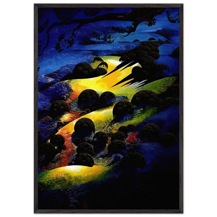Sunset Flame - Eyvind Earle 70x100 cm / 28x40 inches Framed Art Print – Black Wooden Frame