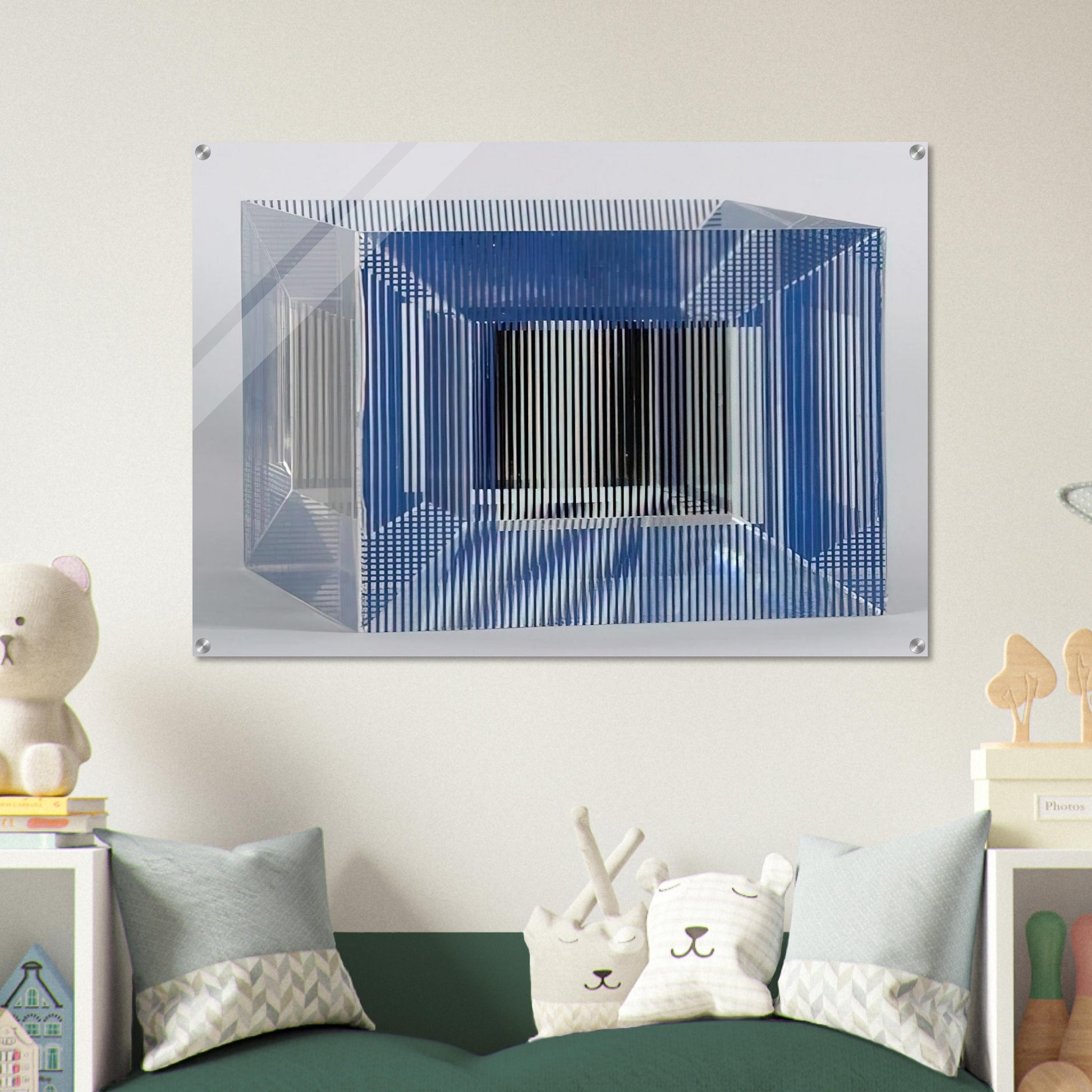 CUBE WITH AMBIGOUS SPACE 1981 - Jesus Rafael Soto Acrylic Print - 70x100 cm / 28x40″ inches | Jesus Rafael Soto Wall Art | Jesus Rafael Soto Prints