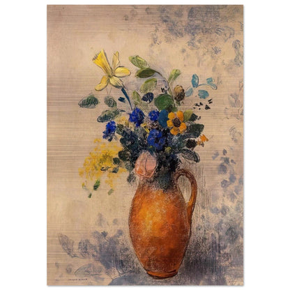 VASE OF FLOWERS 1908 - Odilon Redon Brushed Aluminum Print - 70x100 cm / 28x40 inches | Odilon Redon Aluminum Print | Odilon Redon Prints