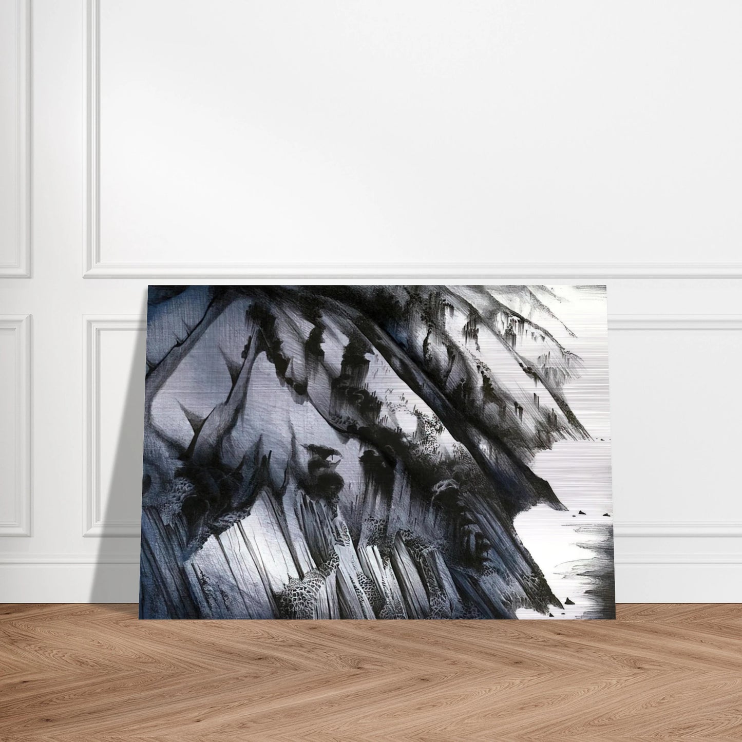 Cliffs of Darkness - Eyvind Earle Brushed Aluminum Print - 70x100 cm / 28x40 inches | Eyvind Earle Aluminum Print | Eyvind Earle Prints