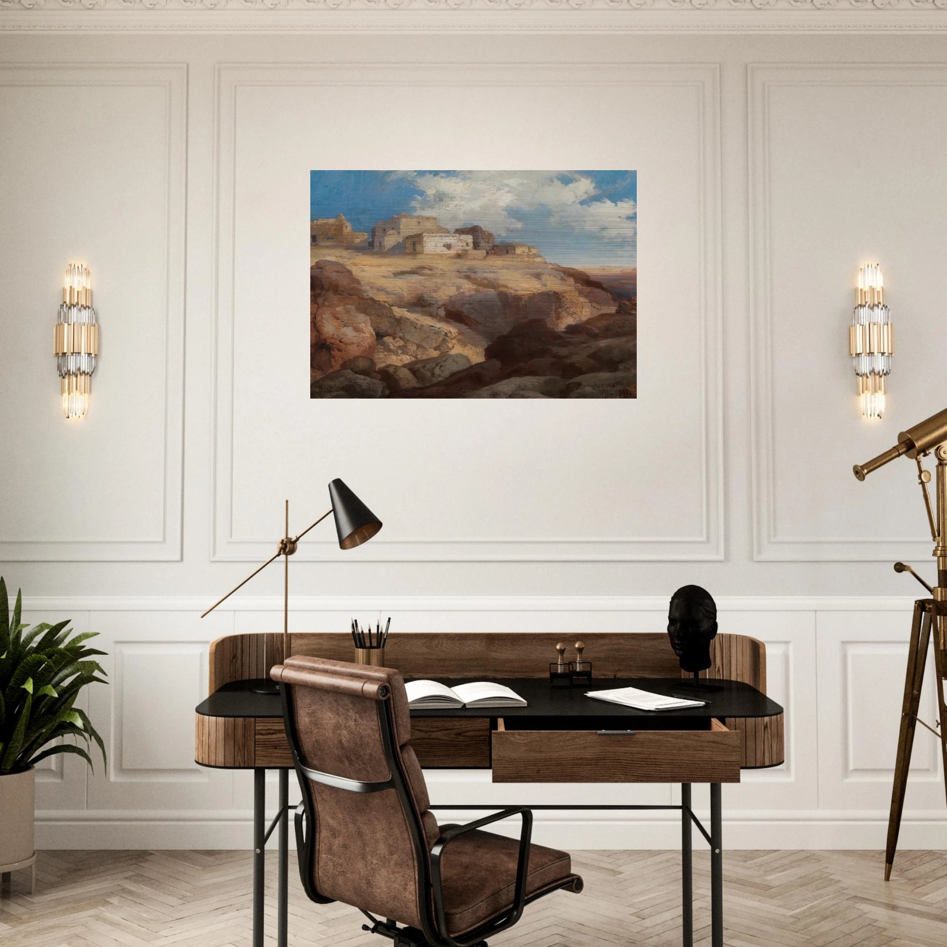 A Bit of Acoma New Mexico - Thomas Moran Brushed Aluminum Print - 70x100 cm / 28x40 inches | Thomas Moran Aluminum Print | Thomas Moran Prints
