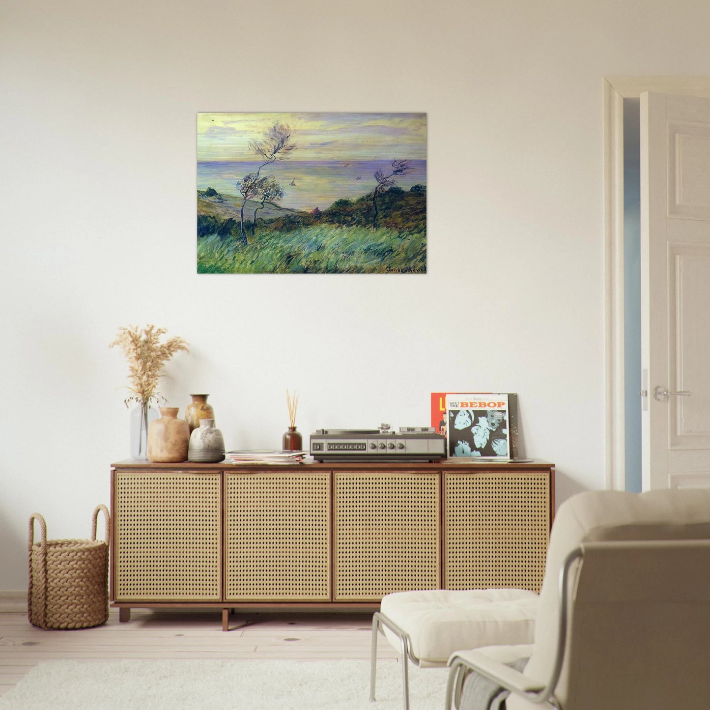 Cliffs of Varengeville, Gust of Wind - claude monet Brushed Aluminum Print - 70x100 cm / 28x40 inches | claude monet Aluminum Print | claude monet Prints