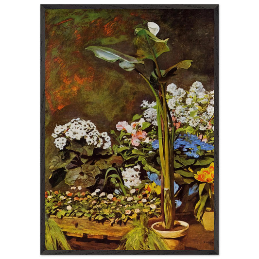 Arum and Conservatory Plants - Pierre-Auguste Renoir 70x100 cm / 28x40 inches Framed Art Print – Black Wooden Frame