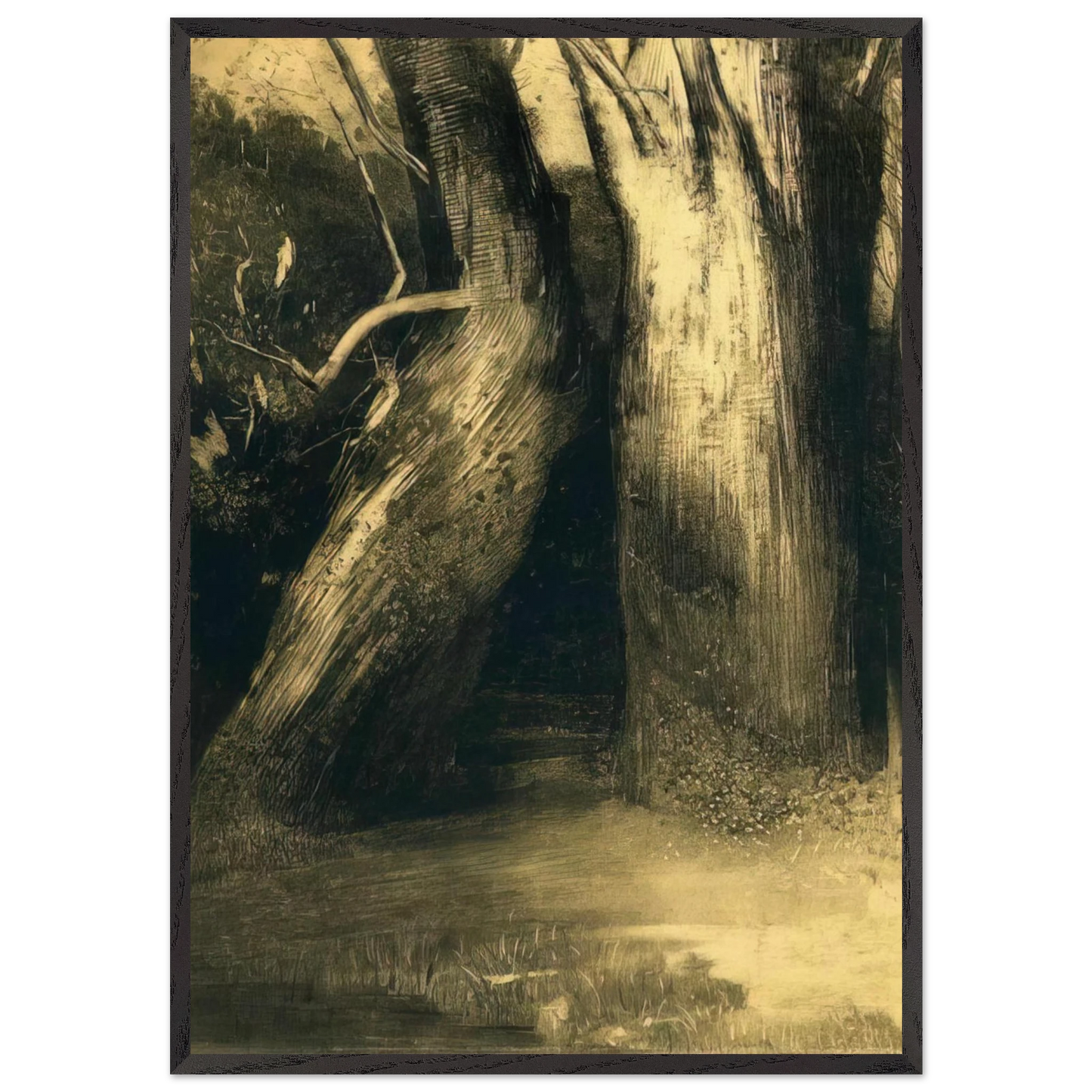 TWO TREES 1875 - Odilon Redon 70x100 cm / 28x40 inches Framed Art Print – Black Wooden Frame