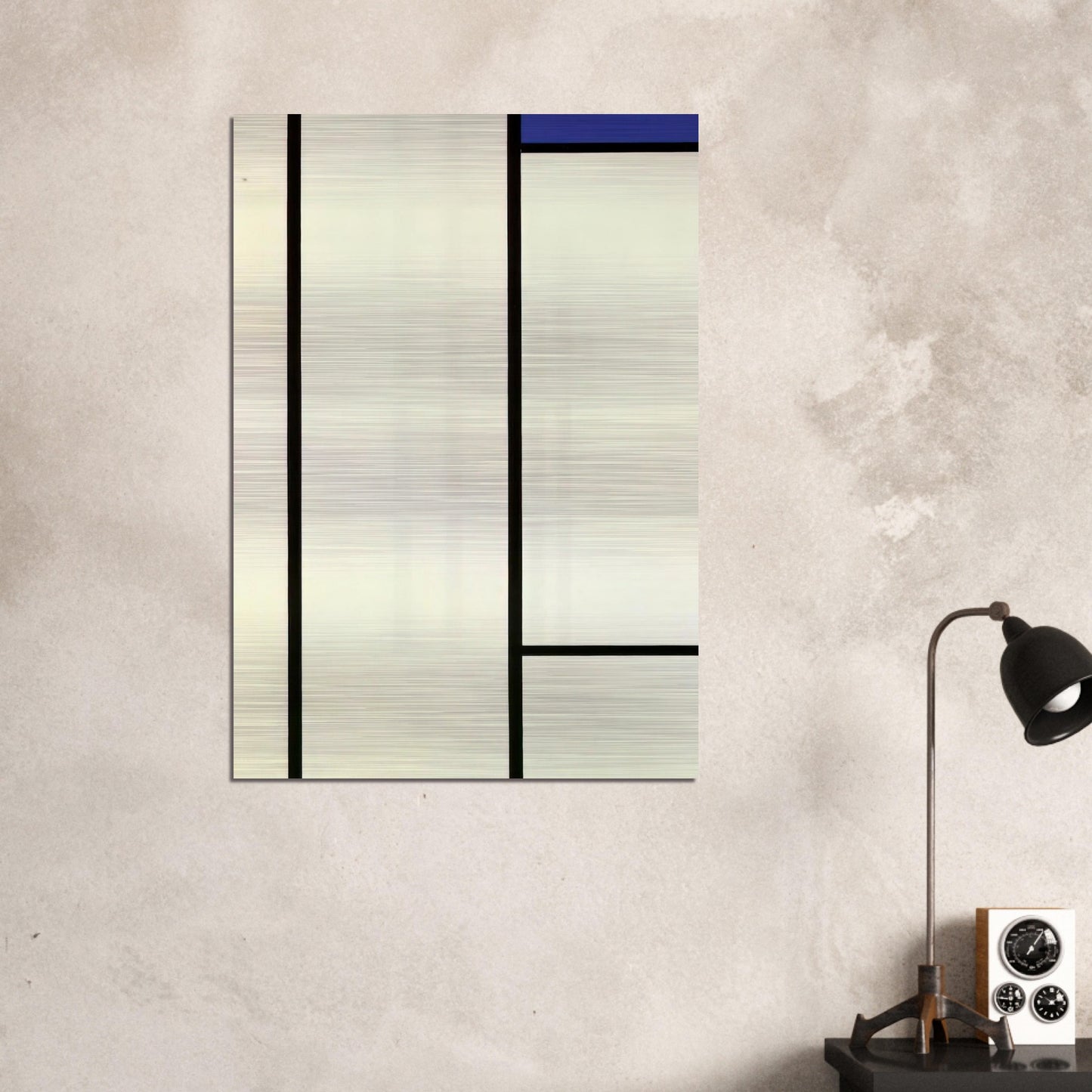 Vertical Composition with Blue and White - Piet Mondrian Brushed Aluminum Print - 70x100 cm / 28x40 inches | Piet Mondrian Aluminum Print | Piet Mondrian Prints