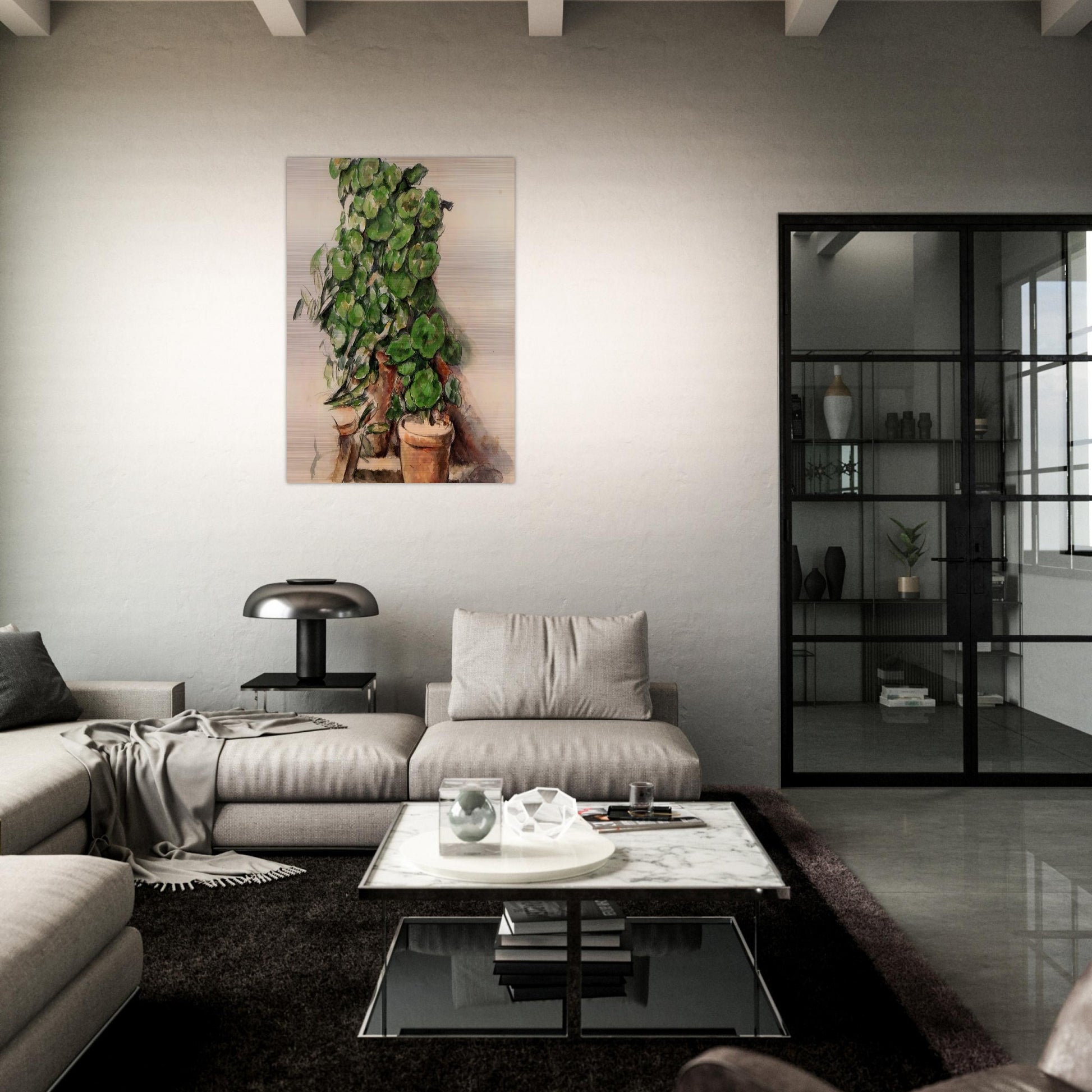 Pots of Geraniums - Paul Cézanne Brushed Aluminum Print - 70x100 cm / 28x40 inches | Paul Cézanne Aluminum Print | Paul Cézanne Prints