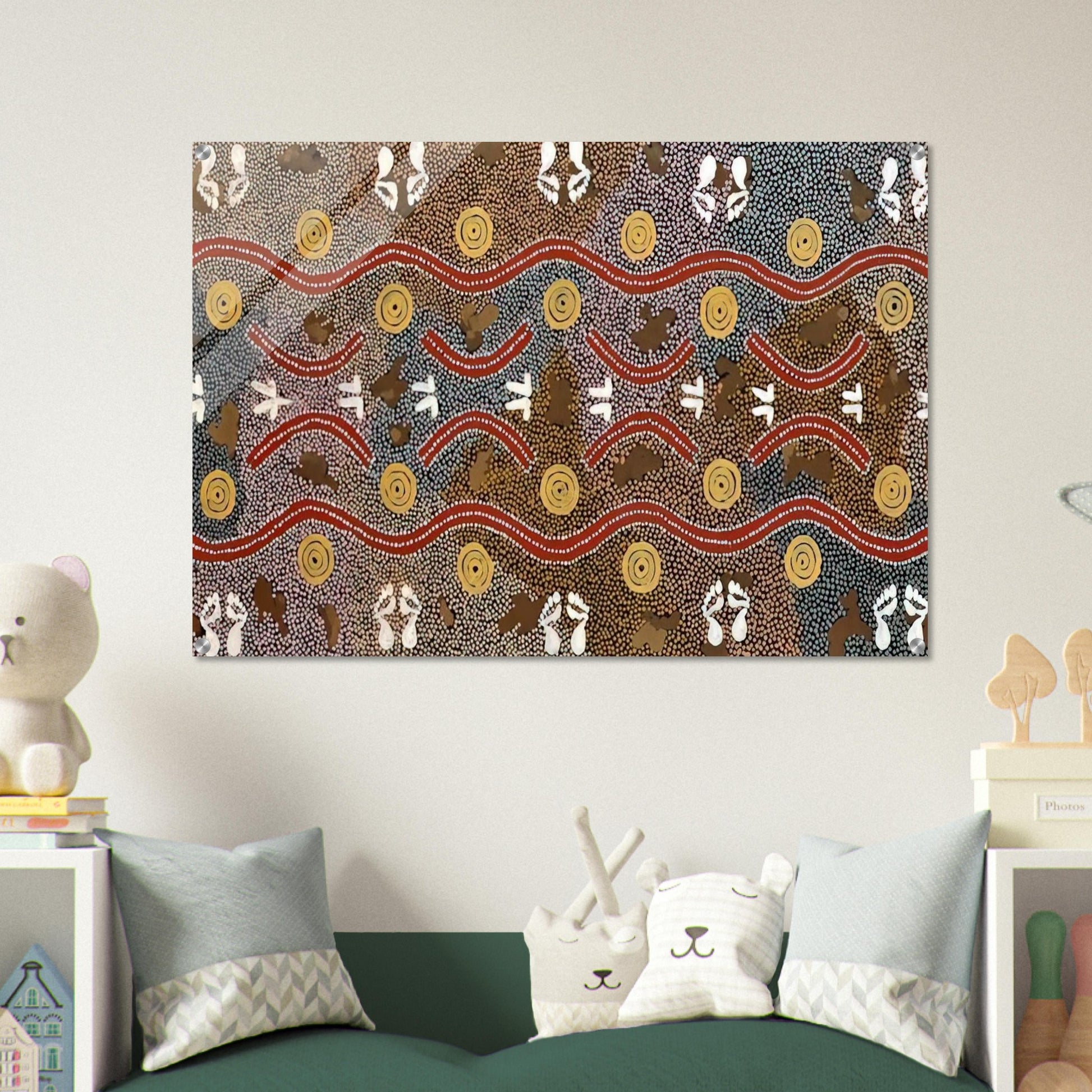 Possum Dreaming - Native Art - Clifford Possum Tjapaltjarri Acrylic Print - 70x100 cm / 28x40″ inches