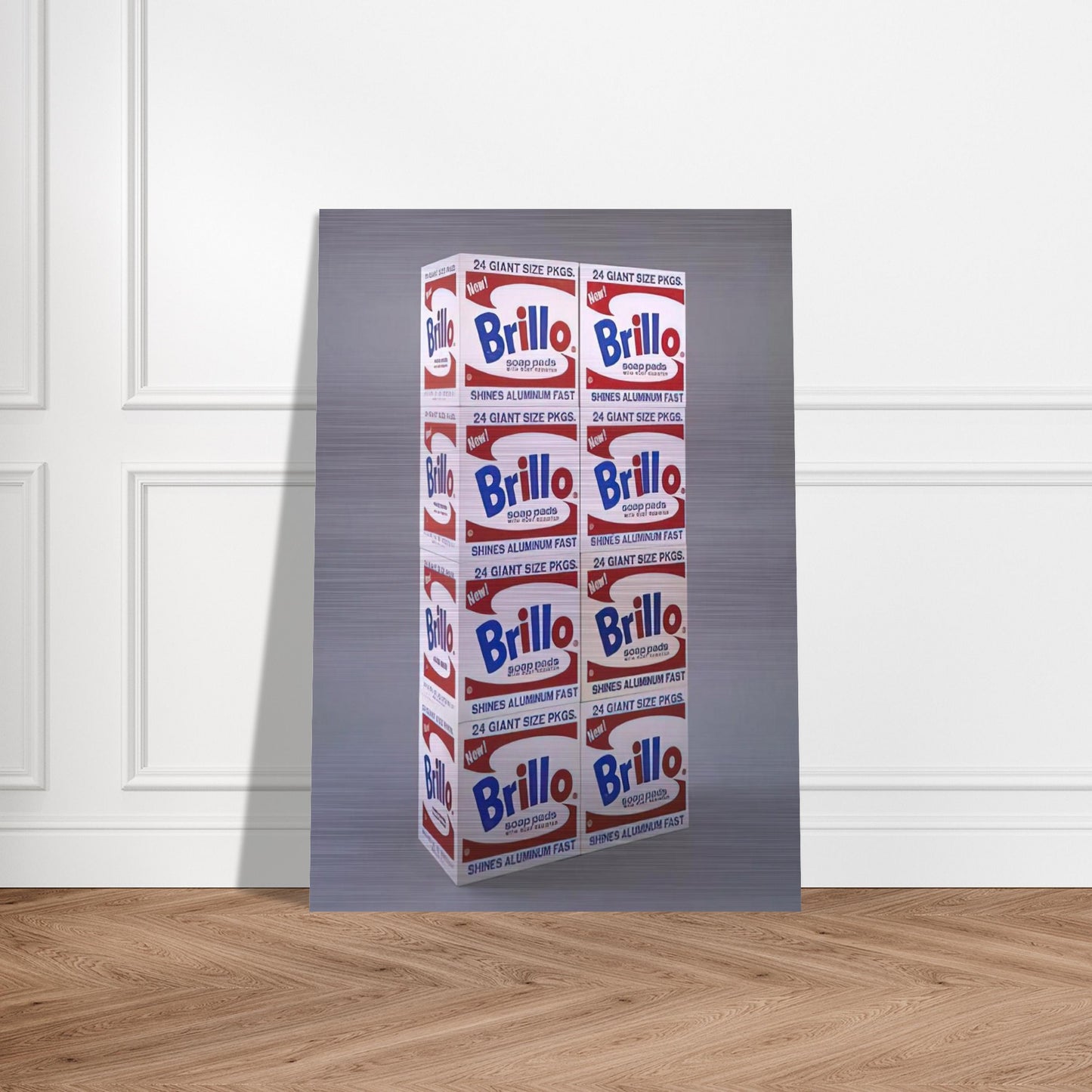 Brillo Soap Pads Boxes - Andy Warhol Brushed Aluminum Print - 70x100 cm / 28x40 inches | Andy Warhol Aluminum Print | Andy Warhol Prints
