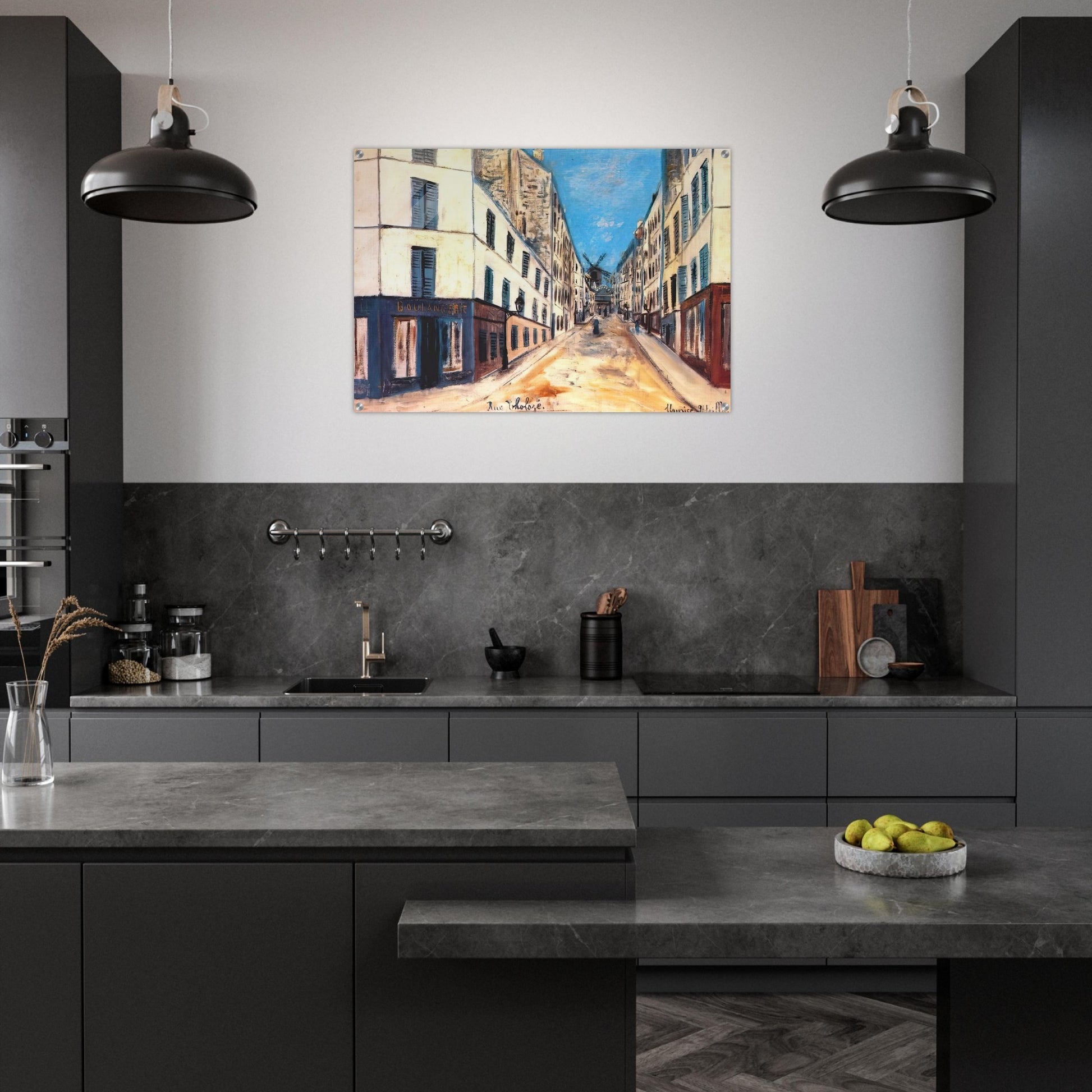 THOLOZE STREET - Maurice Utrillo Acrylic Print - 70x100 cm / 28x40″ inches | Maurice Utrillo Wall Art | Maurice Utrillo Prints