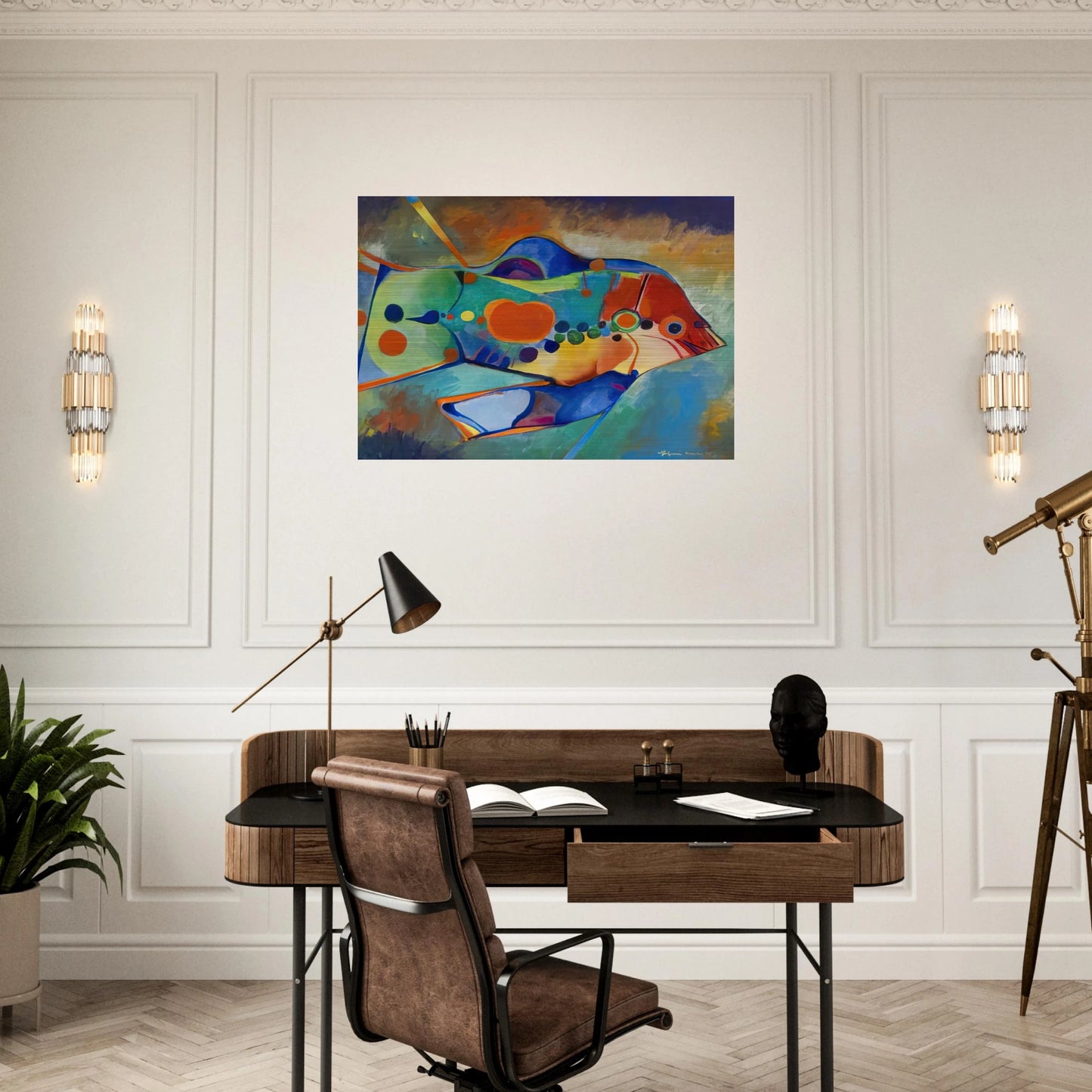 Fish - Naïve Art Primitivism - Aldemir Martins Brushed Aluminum Print - 70x100 cm / 28x40 inches | Aldemir Martins Aluminum Print | Aldemir Martins Prints