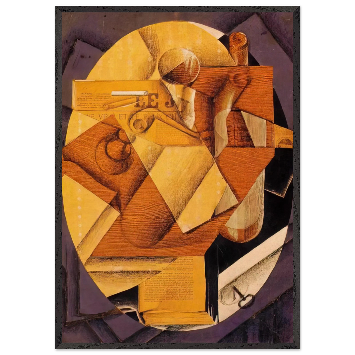 THE TABLE 1914 - Juan Gris 70x100 cm / 28x40 inches Framed Art Print – Black Wooden Frame