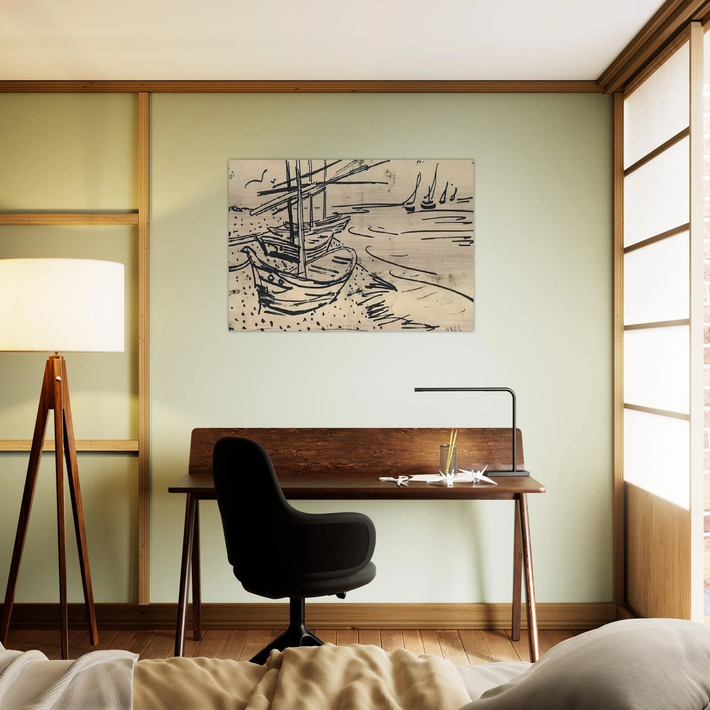 Fishing Boats on the Beach - Vincent van Gogh Brushed Aluminum Print - 70x100 cm / 28x40 inches | Vincent van Gogh Aluminum Print | Vincent van Gogh Prints