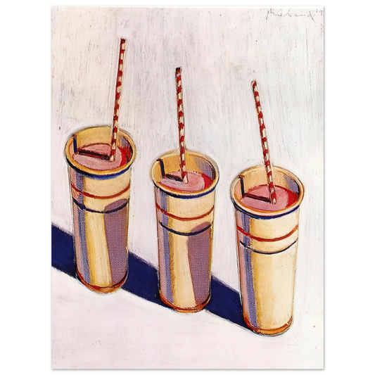 Wayne Thiebaud - Three Strawberry Shakes - 1964 Wall Art - 21x29.7 cm / 8x12" - Fine Art Poster - -
