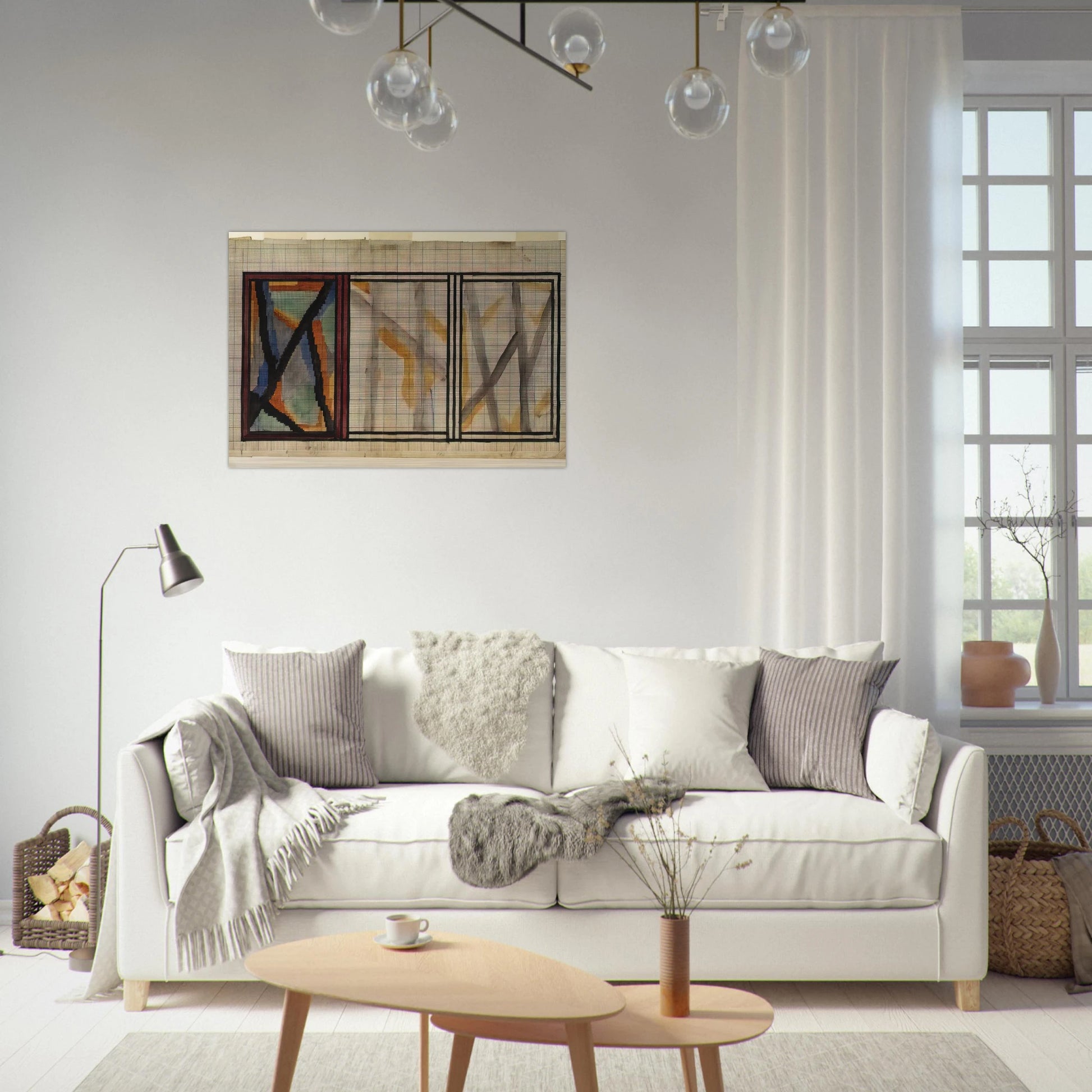 PRELIMINARY DESIGN FOR LADY HAMILTON RUG 1914 - Vanessa Bell Brushed Aluminum Print - 70x100 cm / 28x40 inches | Vanessa Bell Aluminum Print | Vanessa Bell Prints