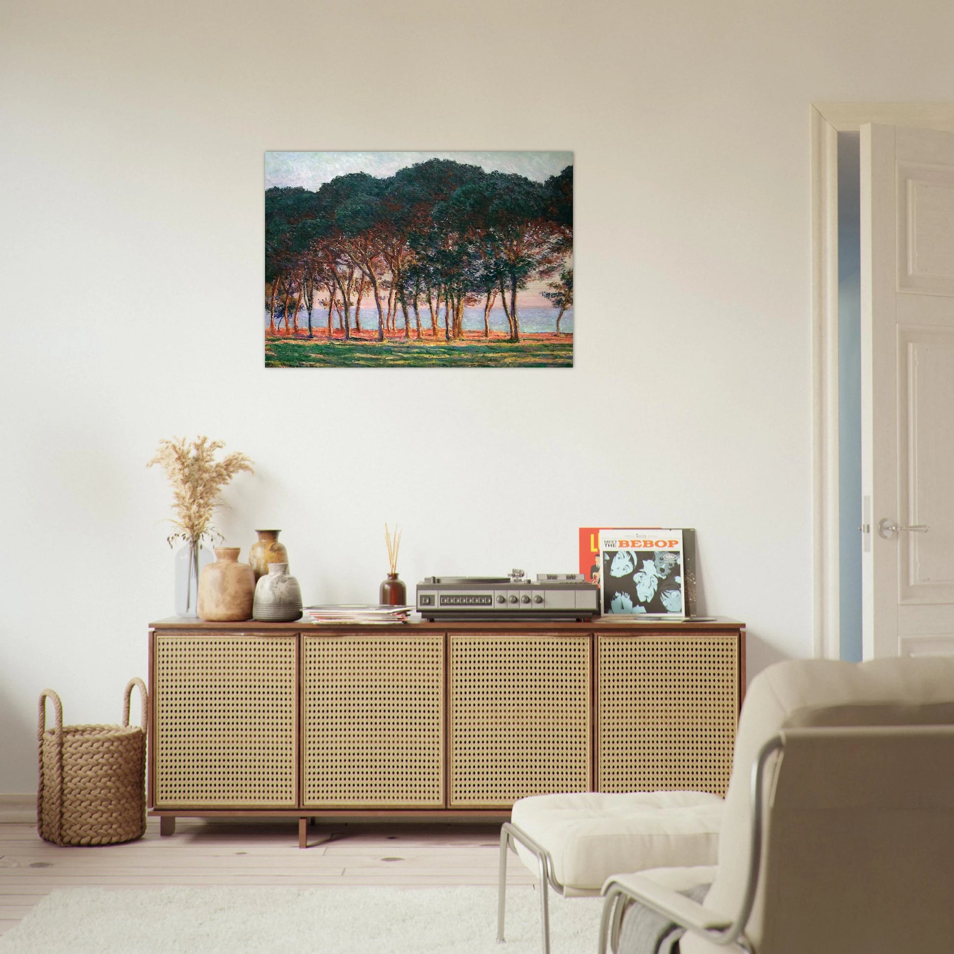 Under the Pine Trees at the End of the Day - claude monet Brushed Aluminum Print - 70x100 cm / 28x40 inches | claude monet Aluminum Print | claude monet Prints