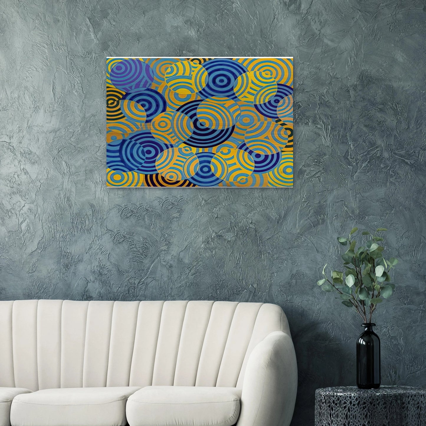 Interférences en bleu et jaune No. 642 - 1963 - Antonio Asis Brushed Aluminum Print - 70x100 cm / 28x40 inches | Antonio Asis Aluminum Print | Antonio Asis Prints