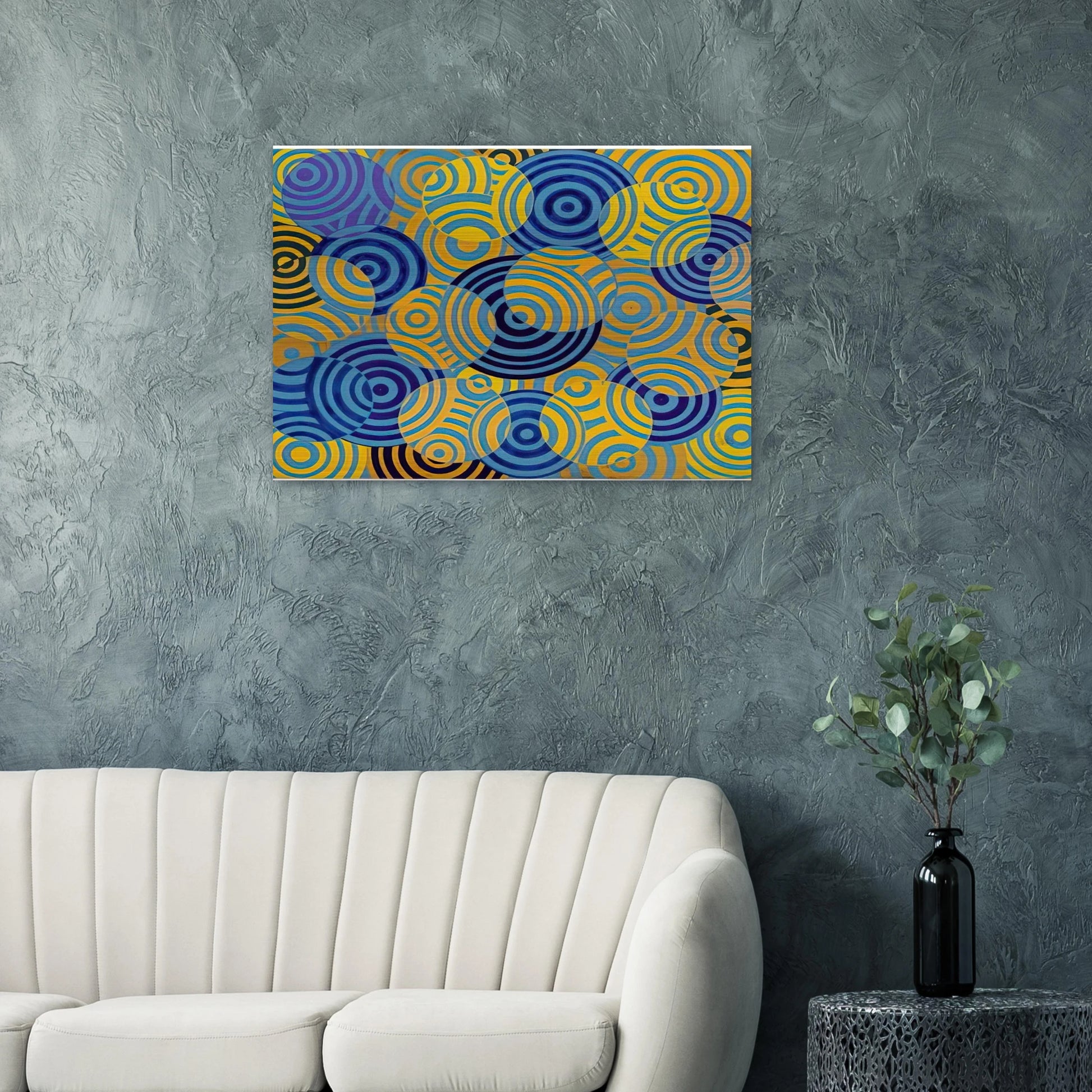 Interférences en bleu et jaune No. 642 - 1963 - Antonio Asis Brushed Aluminum Print - 70x100 cm / 28x40 inches | Antonio Asis Aluminum Print | Antonio Asis Prints