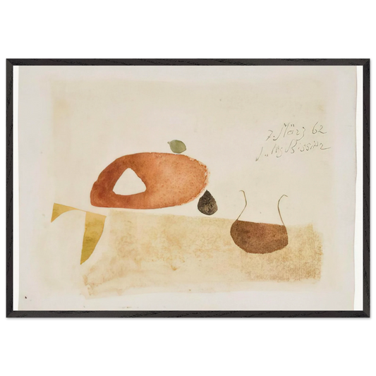 Komposition 7 Marz 62 - 1962 - Julius Bissier 70x100 cm / 28x40 inches Framed Art Print – Black Wooden Frame