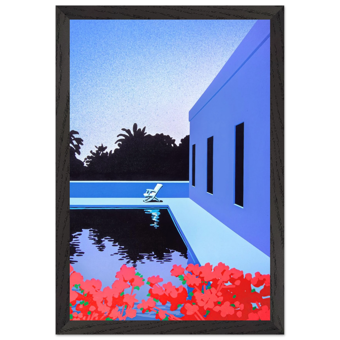 Hiroshi Nagai - Longs for Summer Wall Art - 60x80 cm / 24x32 inches - Premium Wooden Framed Poster With Fine Art Paper - White frame
