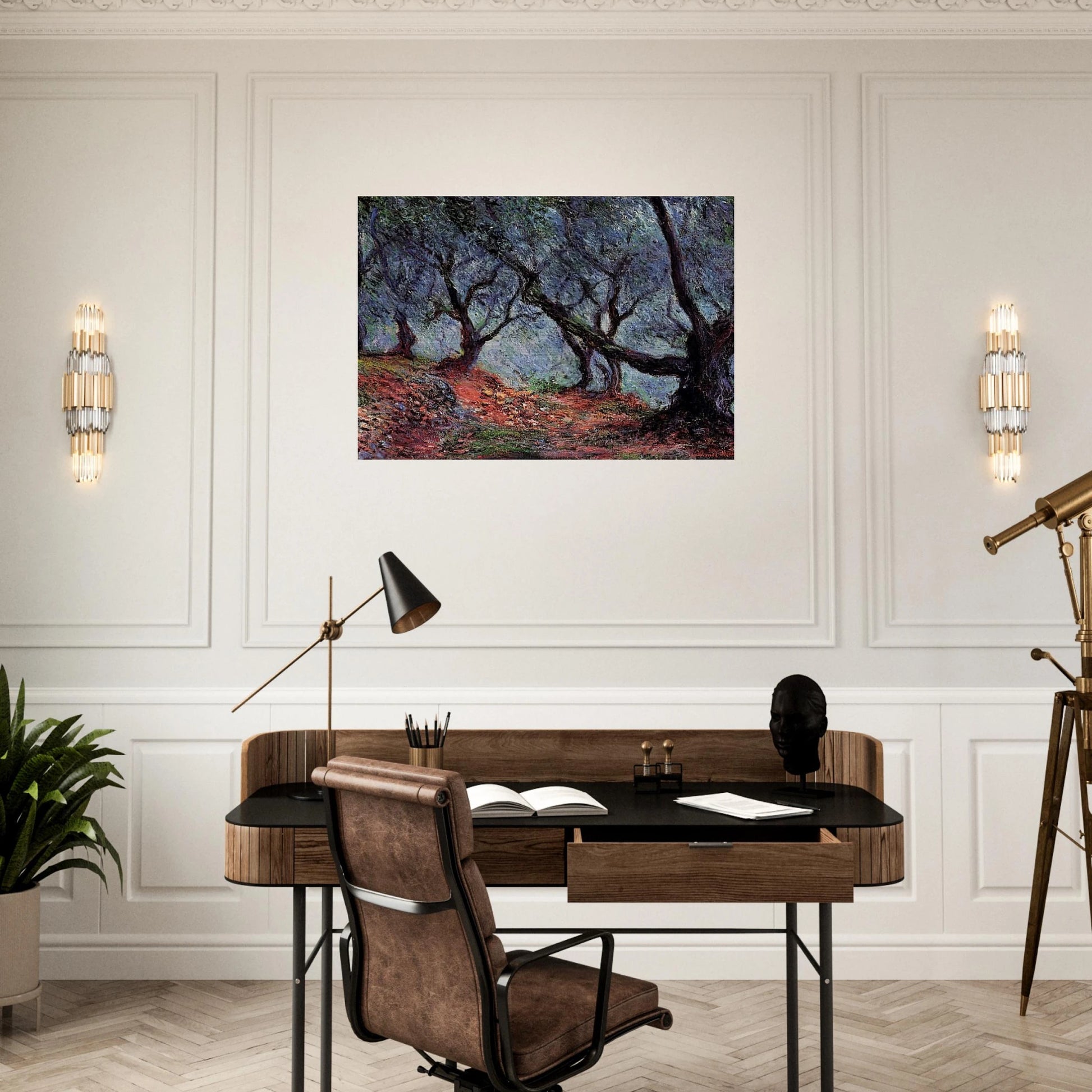 Grove of Olive Trees in Bordighera - claude monet Brushed Aluminum Print - 70x100 cm / 28x40 inches | claude monet Aluminum Print | claude monet Prints