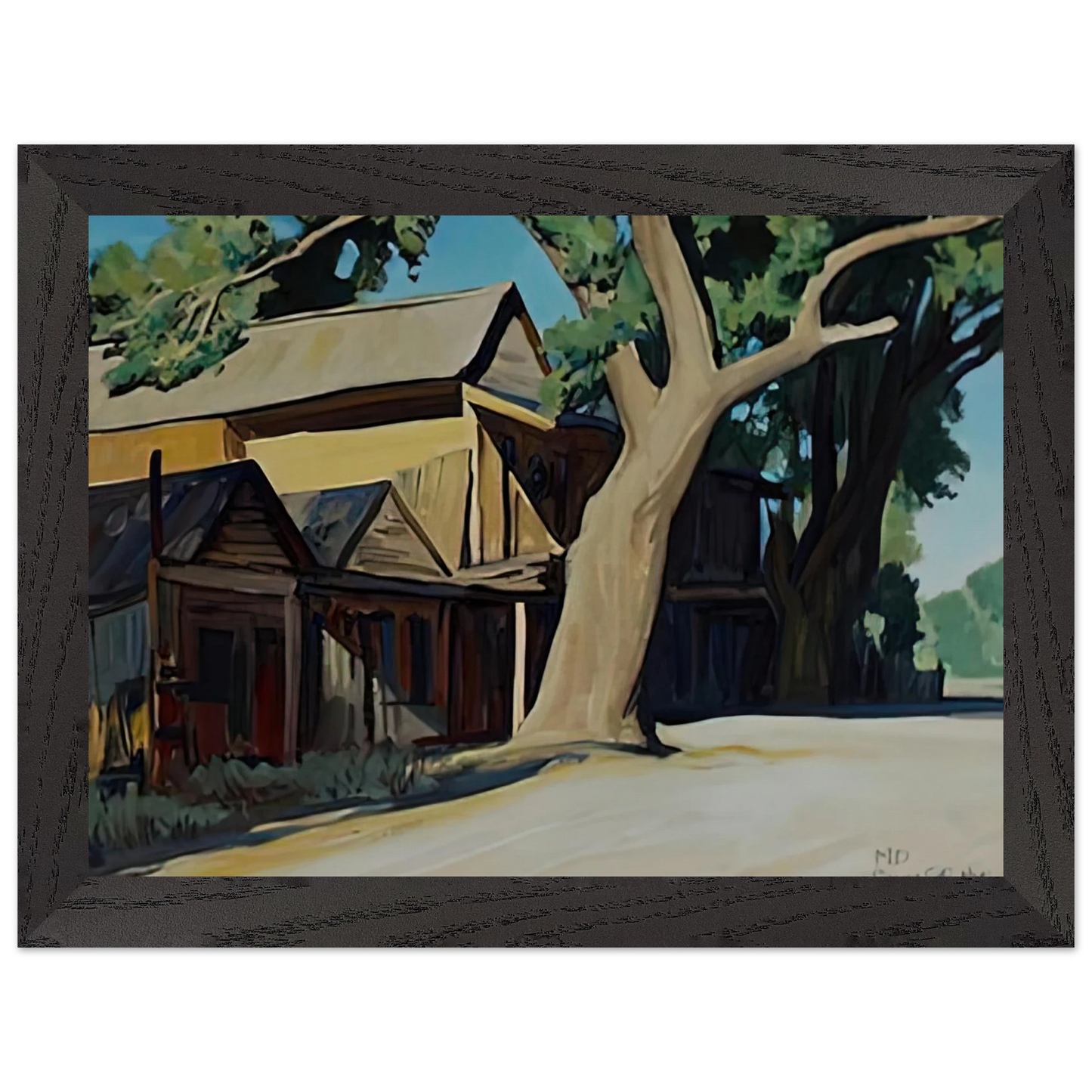 Maynard Dixon - OLD CHINATOWN CARSON CITY NEVADA 1937 Wall art - 28x43  cm / XL (11x17 inches) - Premium Wooden Framed Poster With Fine Art Paper-canvas - Black frame