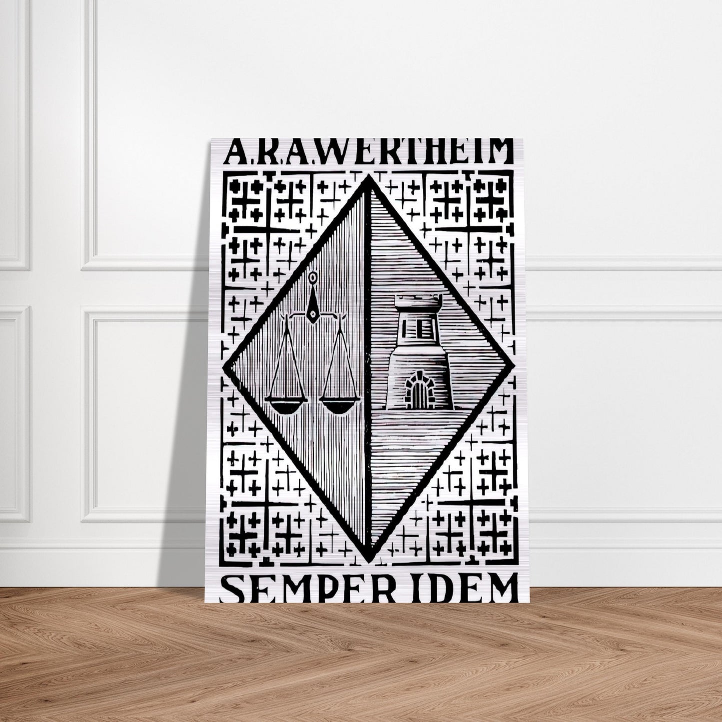 BOOKPLATE A R A WERTHEIM - MC Escher Brushed Aluminum Print - 70x100 cm / 28x40 inches | MC Escher Aluminum Print | MC Escher Prints
