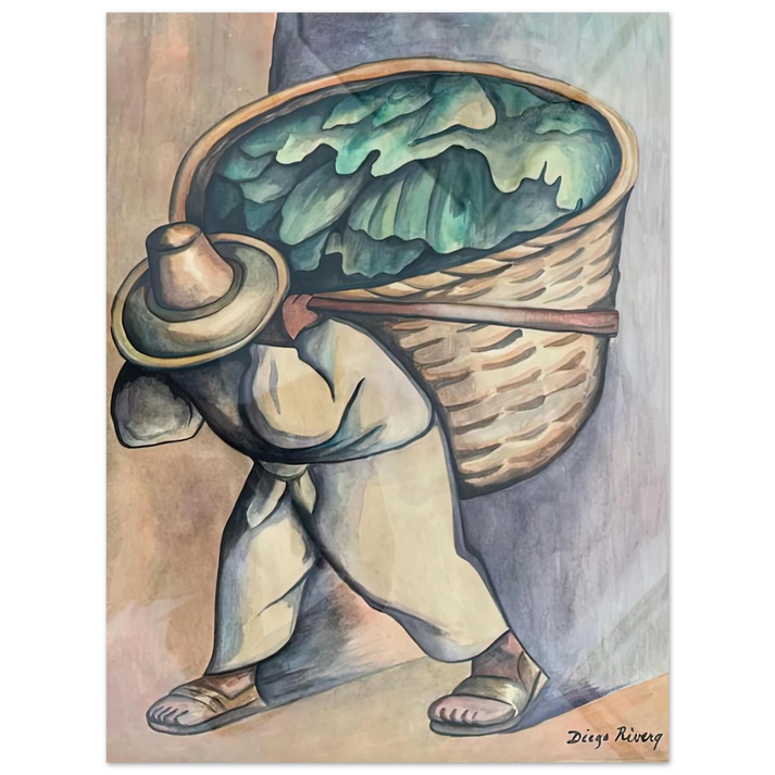 Diego Rivera - EL CARGADOR DE HOJAS DE PLATANO 1953  75x100 cm / 30x40inches Fine Art Poster