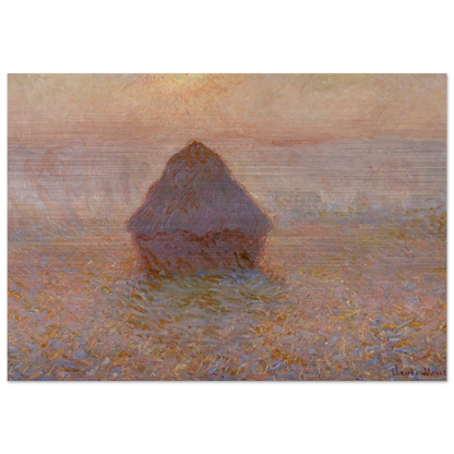 Grainstack, Sun in the Mist - claude monet Brushed Aluminum Print - 70x100 cm / 28x40 inches | claude monet Aluminum Print | claude monet Prints