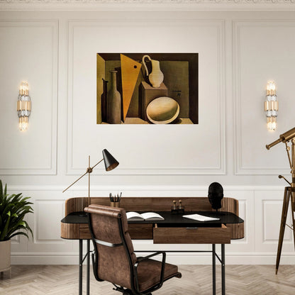 NATURA MORTA CON LA SQUADRA 1917 - Carlo Carra Brushed Aluminum Print - 70x100 cm / 28x40 inches | Carlo Carra Aluminum Print | Carlo Carra Prints