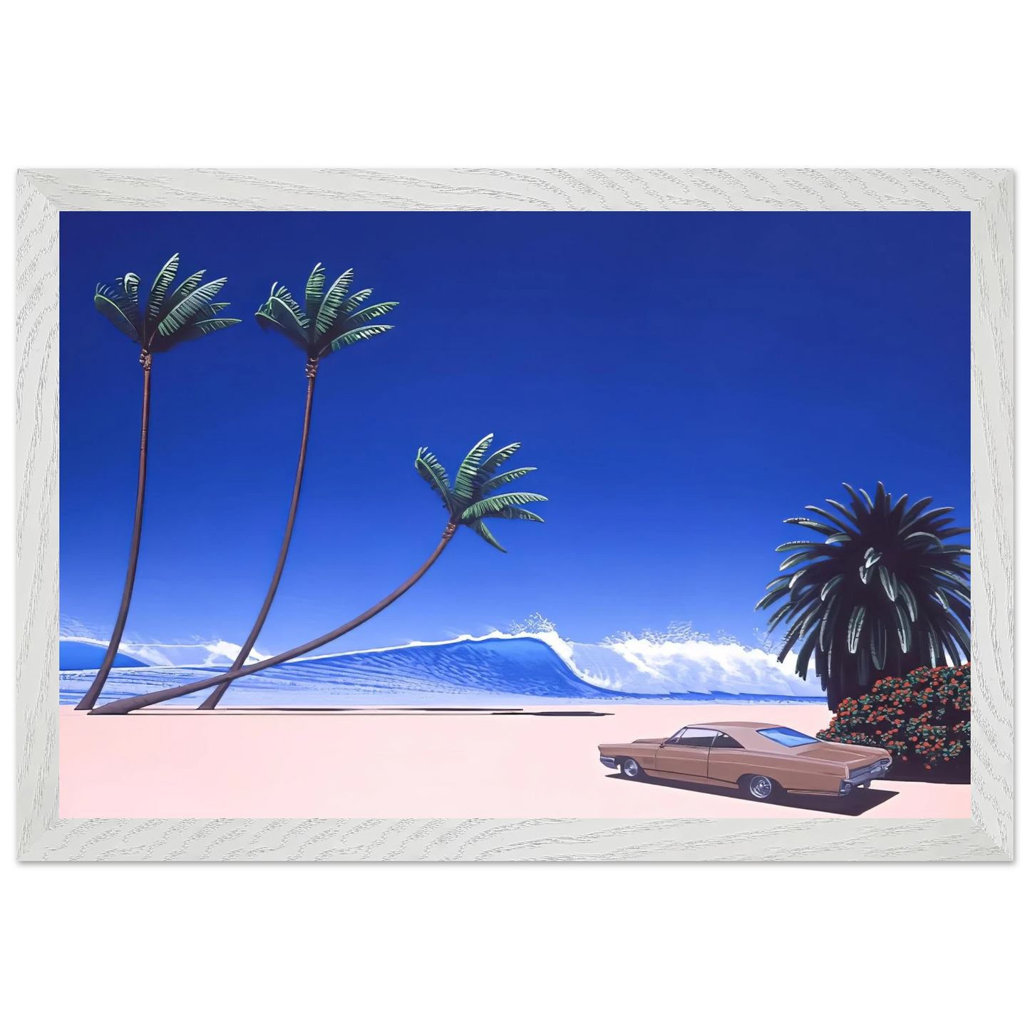 Hiroshi Nagai - Impender Beach Wall Art - 30x40 cm / 12x16 inches - Premium Wooden Framed Poster With Fine Art Paper - Black frame