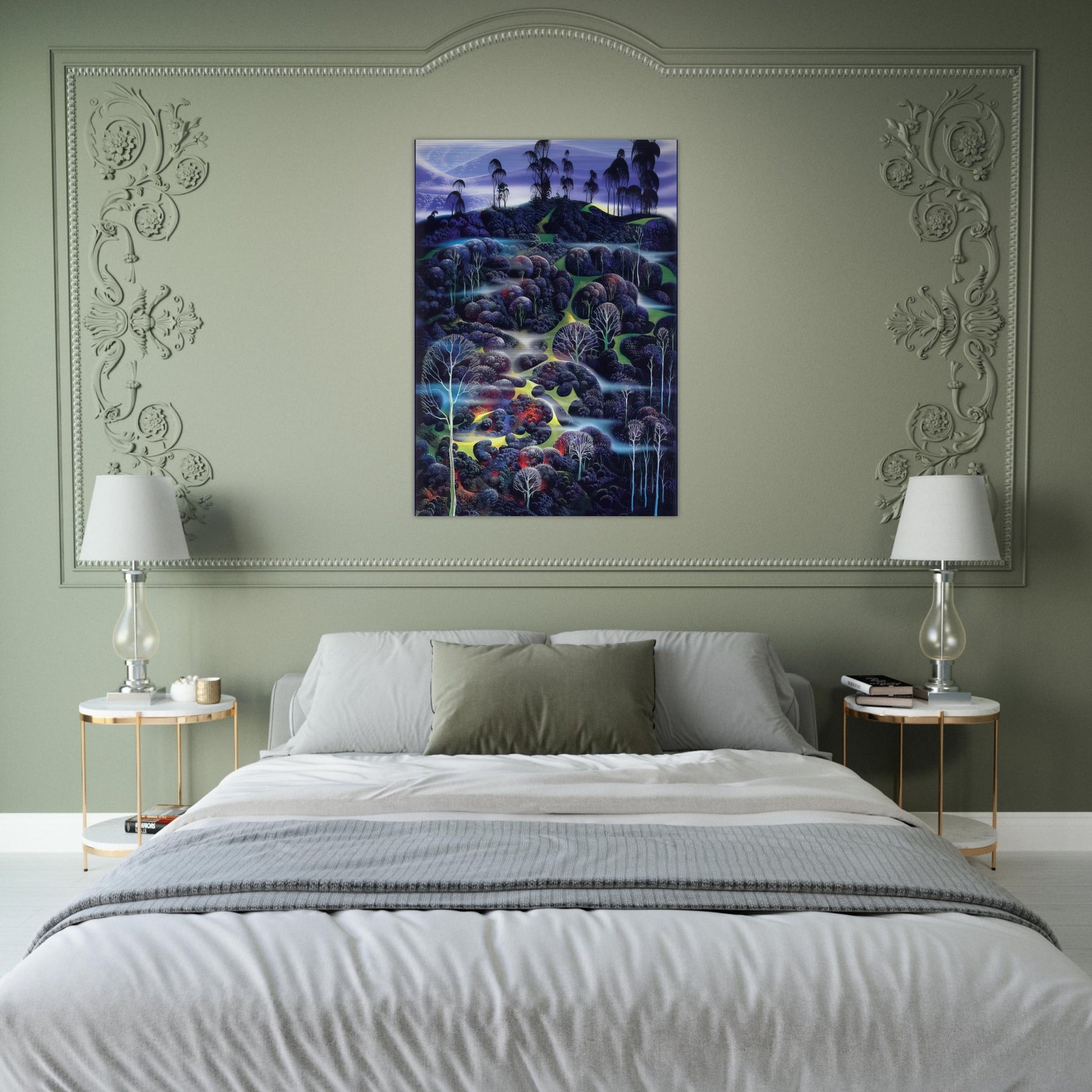 Solemn Solitude - Eyvind Earle Brushed Aluminum Print - 70x100 cm / 28x40 inches | Eyvind Earle Aluminum Print | Eyvind Earle Prints