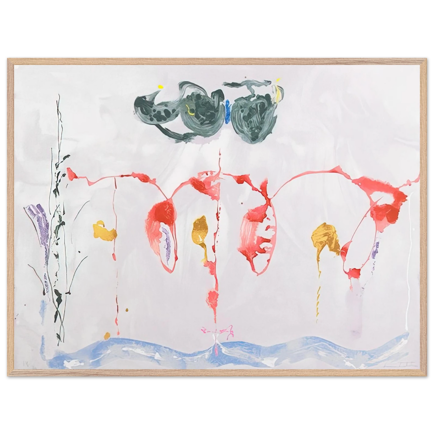 Helen Frankenthaler - Aerie - 2009 Wall art - 70x100 cm / 28x40 inches - Premium Wooden Framed Poster With Fine Art Paper-canvas - Black frame