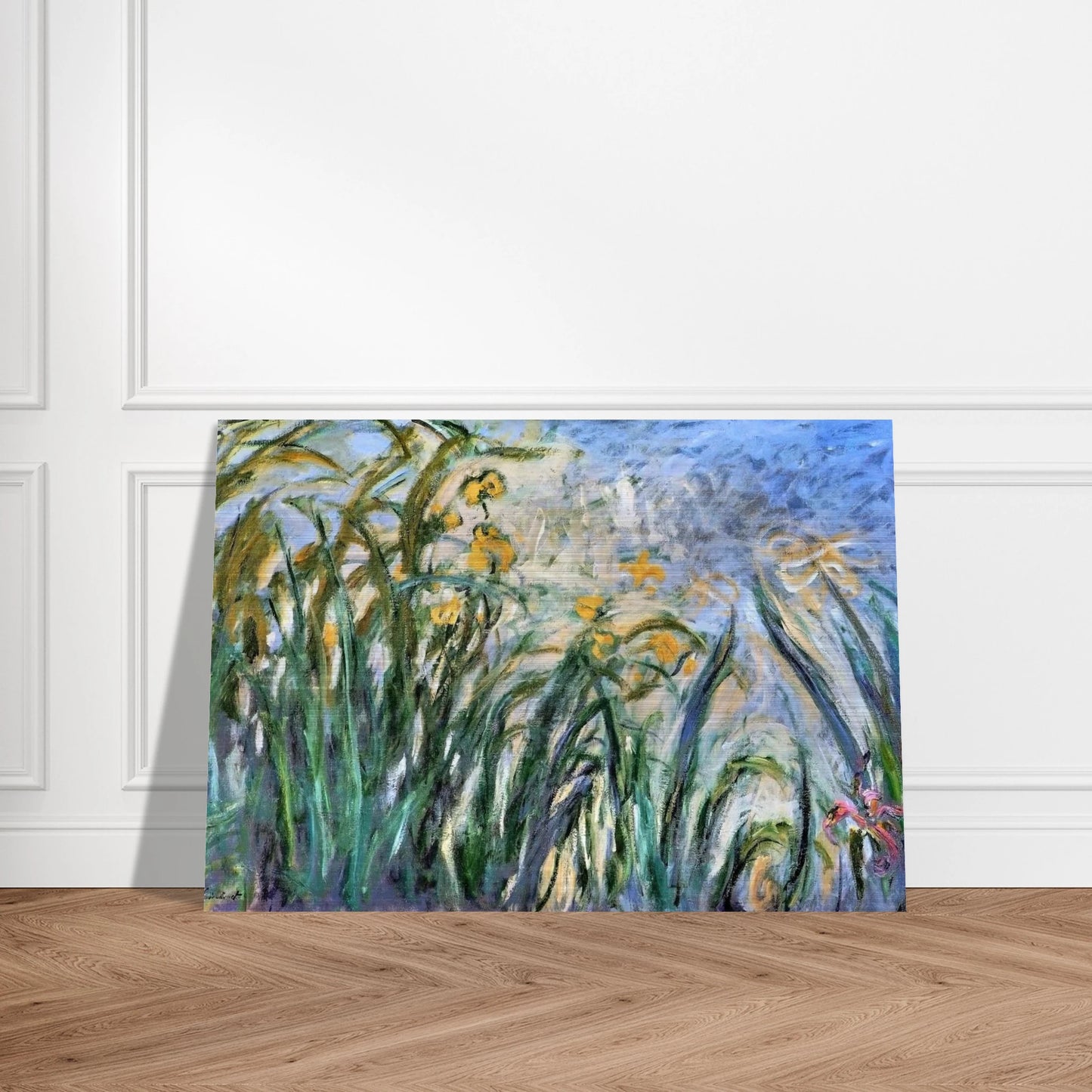 Yellow Irises and Malva - claude monet Brushed Aluminum Print - 70x100 cm / 28x40 inches | claude monet Aluminum Print | claude monet Prints