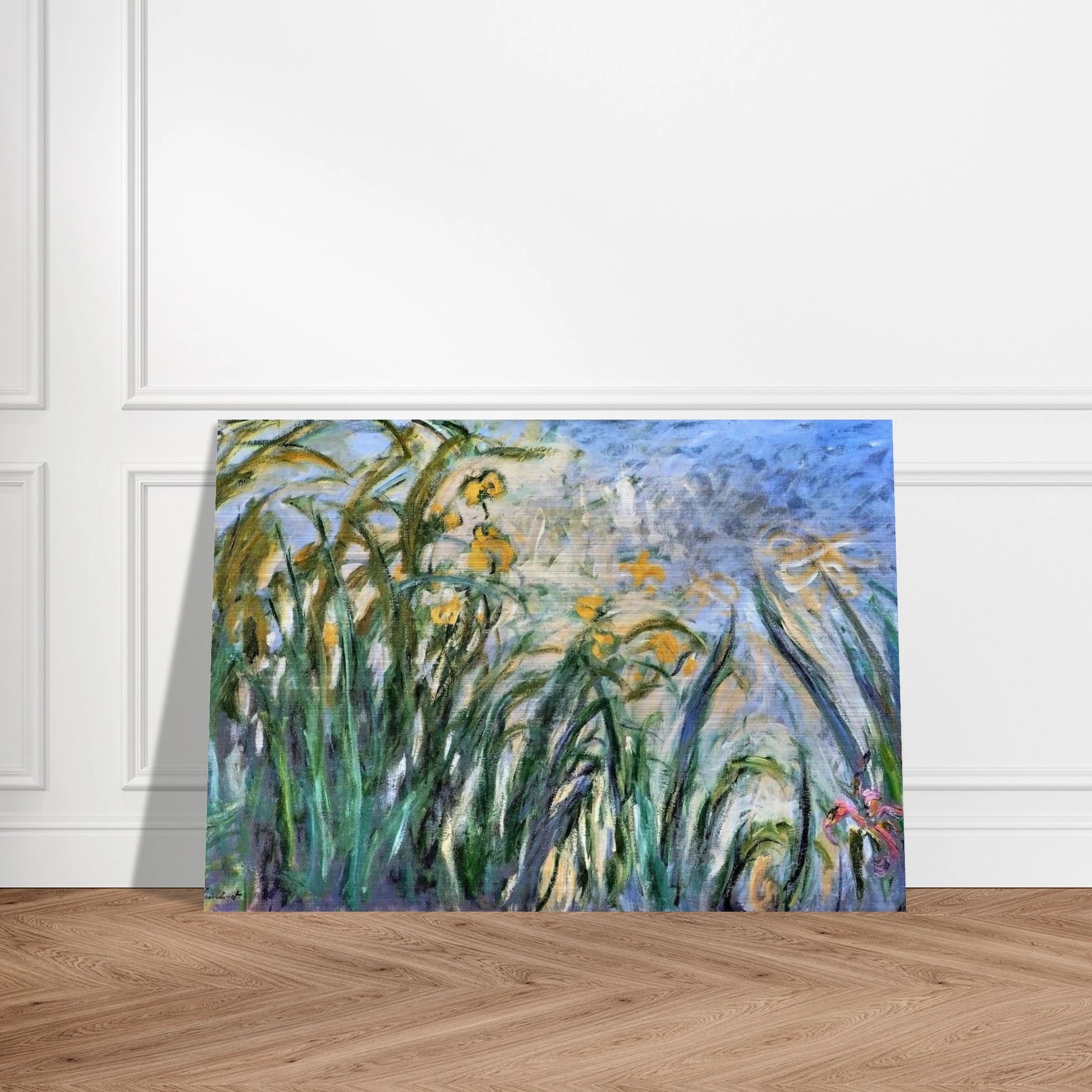 Yellow Irises and Malva - claude monet Brushed Aluminum Print - 70x100 cm / 28x40 inches | claude monet Aluminum Print | claude monet Prints