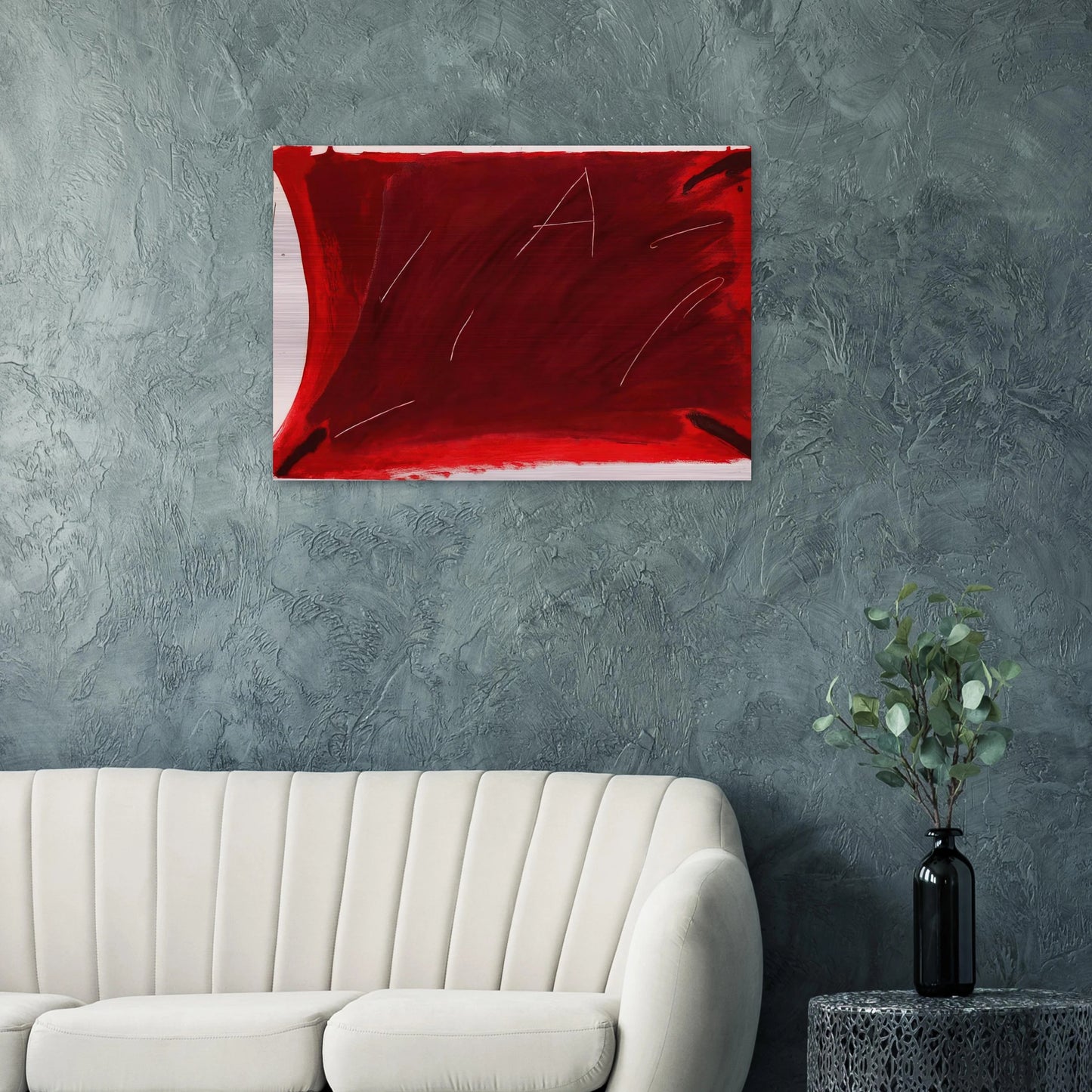 NEGRE I ROIG V A DAMUNT VERMELL 1976 - Antoni Tapies Brushed Aluminum Print - 70x100 cm / 28x40 inches | Antoni Tapies Aluminum Print | Antoni Tapies Prints