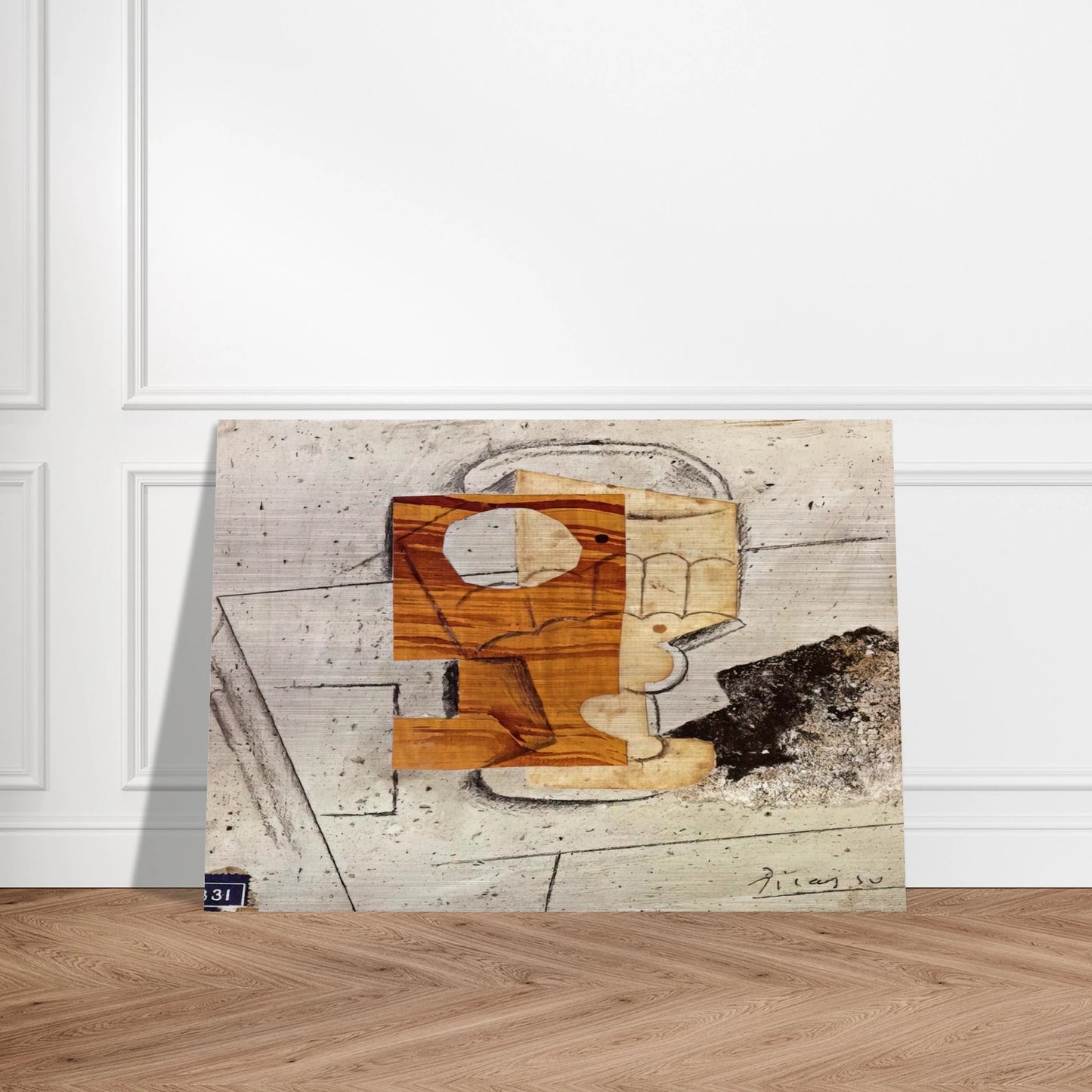 Glass on a Table - 1914 - Pablo Picasso Brushed Aluminum Print - 70x100 cm / 28x40 inches | Pablo Picasso Aluminum Print | Pablo Picasso Prints