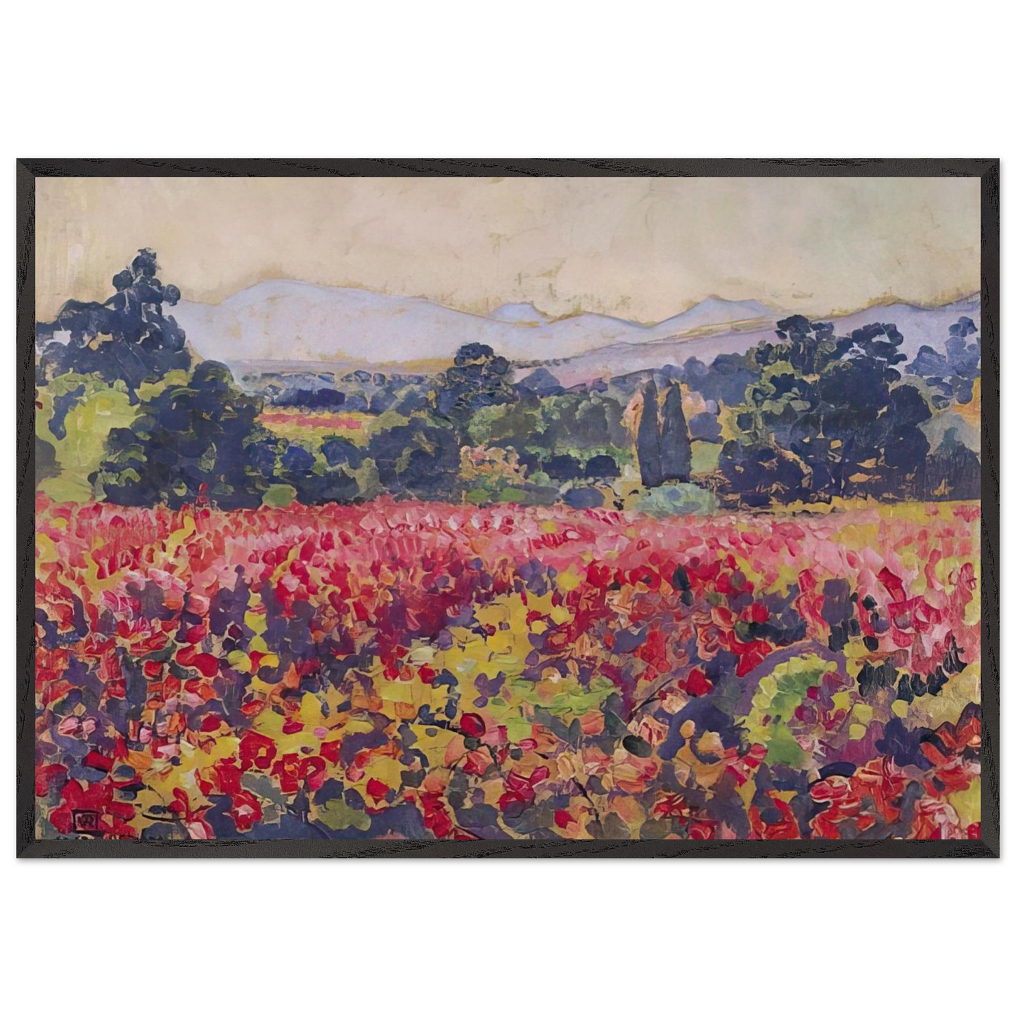 THE VINES IN SAINT CLAIR 1912 - Theo van Rysselberghe 70x100 cm / 28x40 inches Framed Art Print – Black Wooden Frame