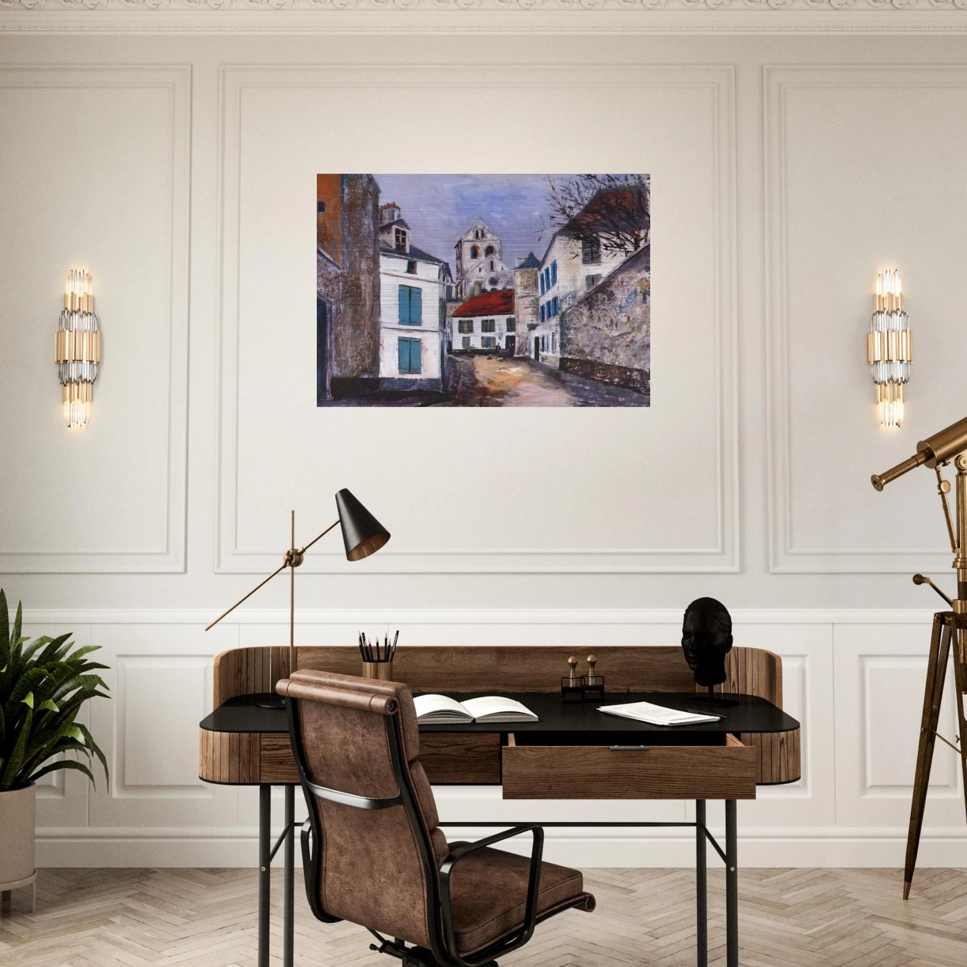 VILLAGE STREET - Maurice Utrillo Brushed Aluminum Print - 70x100 cm / 28x40 inches | Maurice Utrillo Aluminum Print | Maurice Utrillo Prints