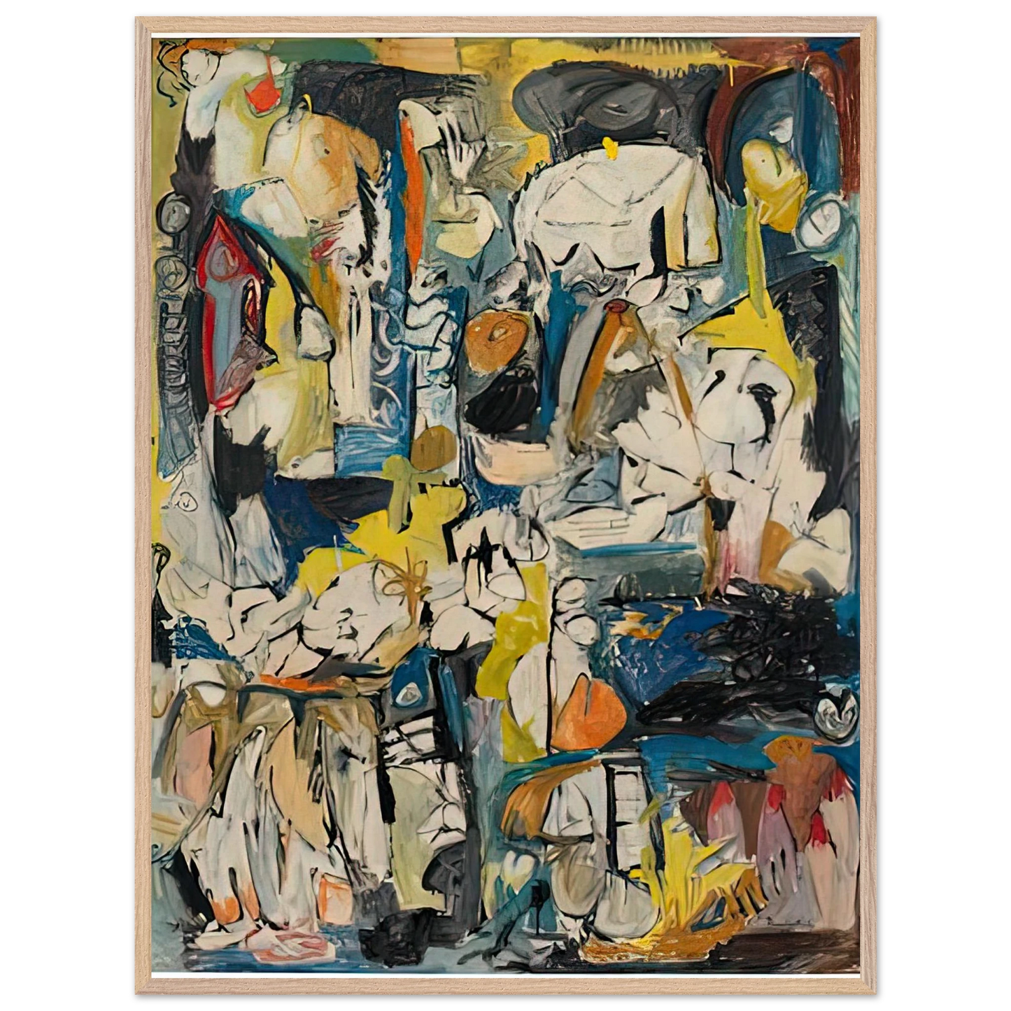Helen Frankenthaler - Village, 1951- Wall Art - 60x80 cm / 24x32 inches - Premium Wooden Framed Poster With Fine Art Paper-canvas - Black frame