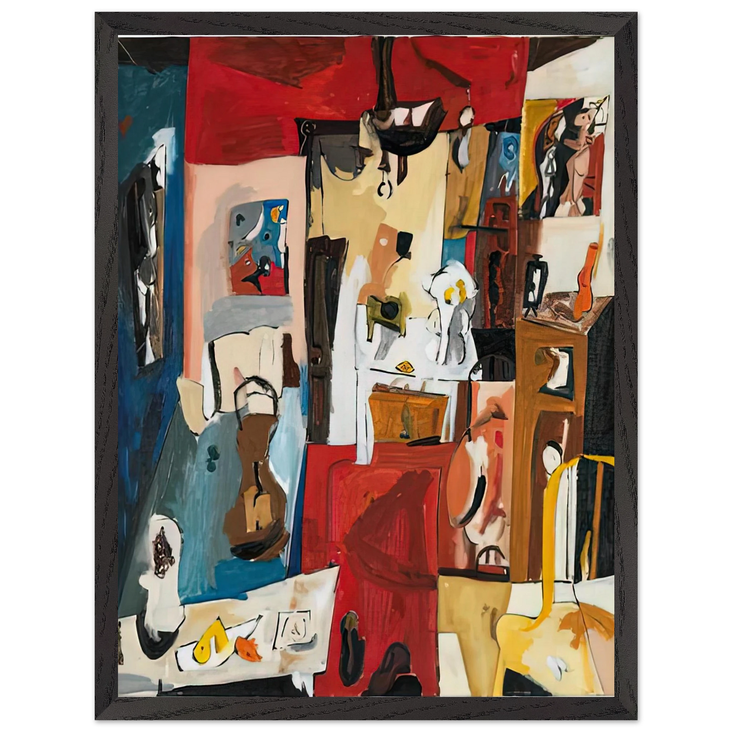 Helen Frankenthaler - 21st Street Studio, 1950- Wall Art - 60x80 cm / 24x32 inches - Premium Wooden Framed Poster With Fine Art Paper-canvas - White frame