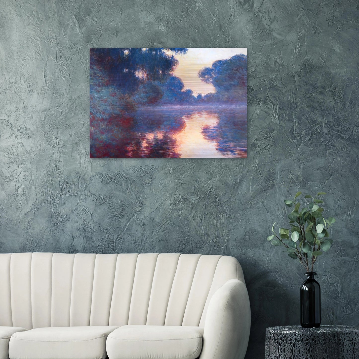 Misty Morning on the Seine in Bue - claude monet Brushed Aluminum Print - 70x100 cm / 28x40 inches | claude monet Aluminum Print | claude monet Prints
