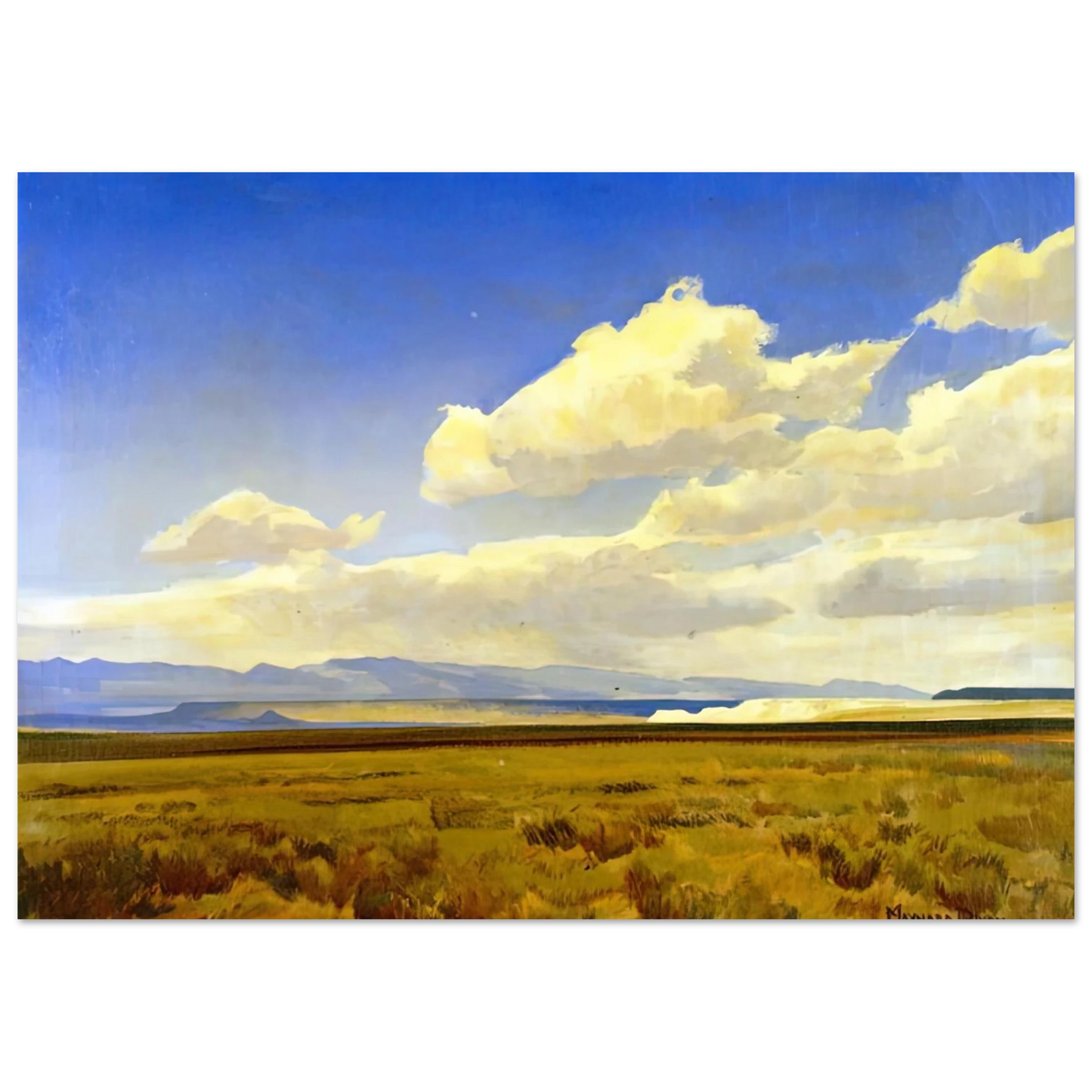 Maynard Dixon - WIND OF WYOMING 1936 Wall art - 30x40 cm / 12x16 inches - Premium Wooden Framed Poster With Fine Art Paper-canvas - White frame