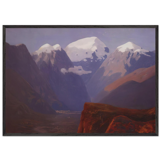 Snow tops - Arkhyp Kuindzhi 70x100 cm / 28x40 inches Framed Art Print – Black Wooden Frame