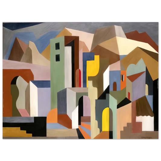 Enrico Prampolini - ARCHITECTURAL FORM OF FUTURE IDEAL LANDSCAPE 1921  75x100 cm / 30x40inches Fine Art Poster