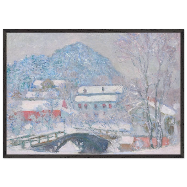 Norway Sandviken Village in the Snow - claude monet 70x100 cm / 28x40 inches Framed Art Print – Black Wooden Frame