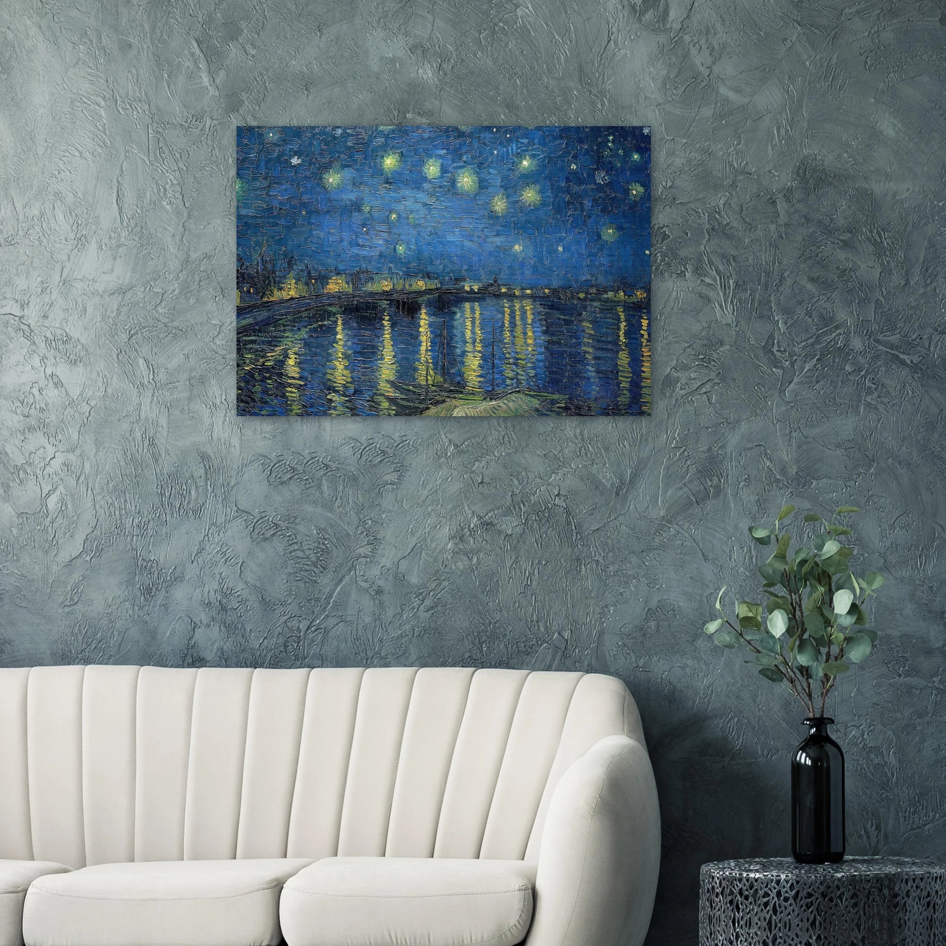 Starry Night Over the Rhone - Vincent van Gogh Brushed Aluminum Print - 70x100 cm / 28x40 inches | Vincent van Gogh Aluminum Print | Vincent van Gogh Prints