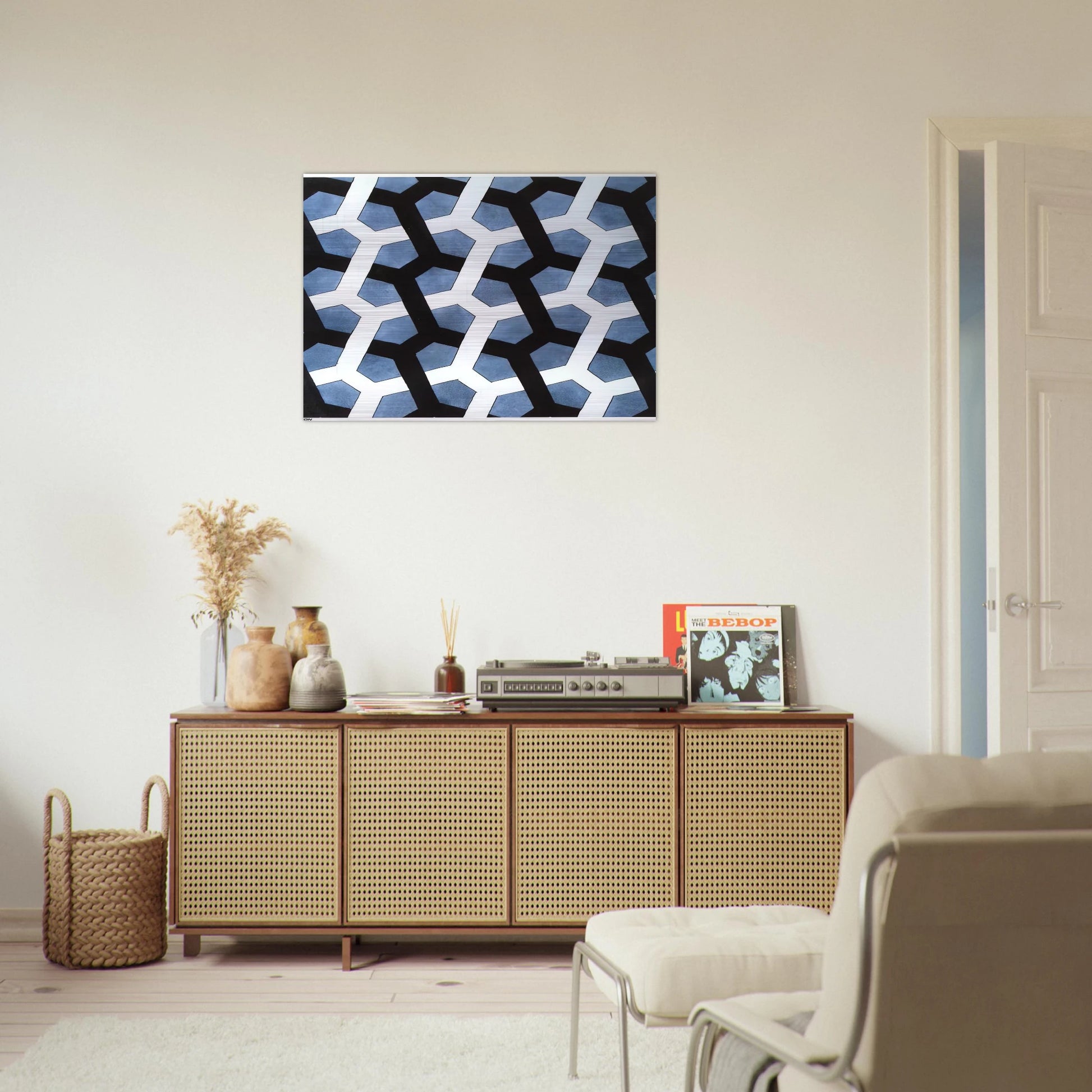 INTERLACED HEXAGON - MC Escher Brushed Aluminum Print - 70x100 cm / 28x40 inches | MC Escher Aluminum Print | MC Escher Prints