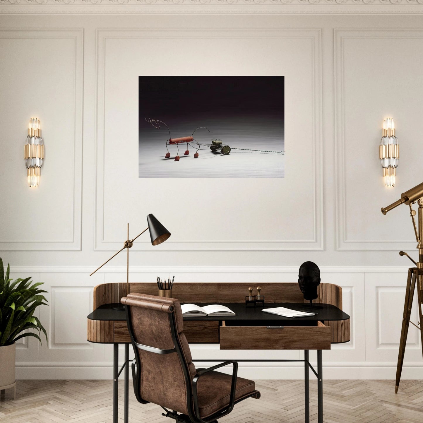 RED HORSE AND GREEN SULKY 1926 - Alexander Calder Brushed Aluminum Print - 70x100 cm / 28x40 inches | Alexander Calder Aluminum Print | Alexander Calder Prints